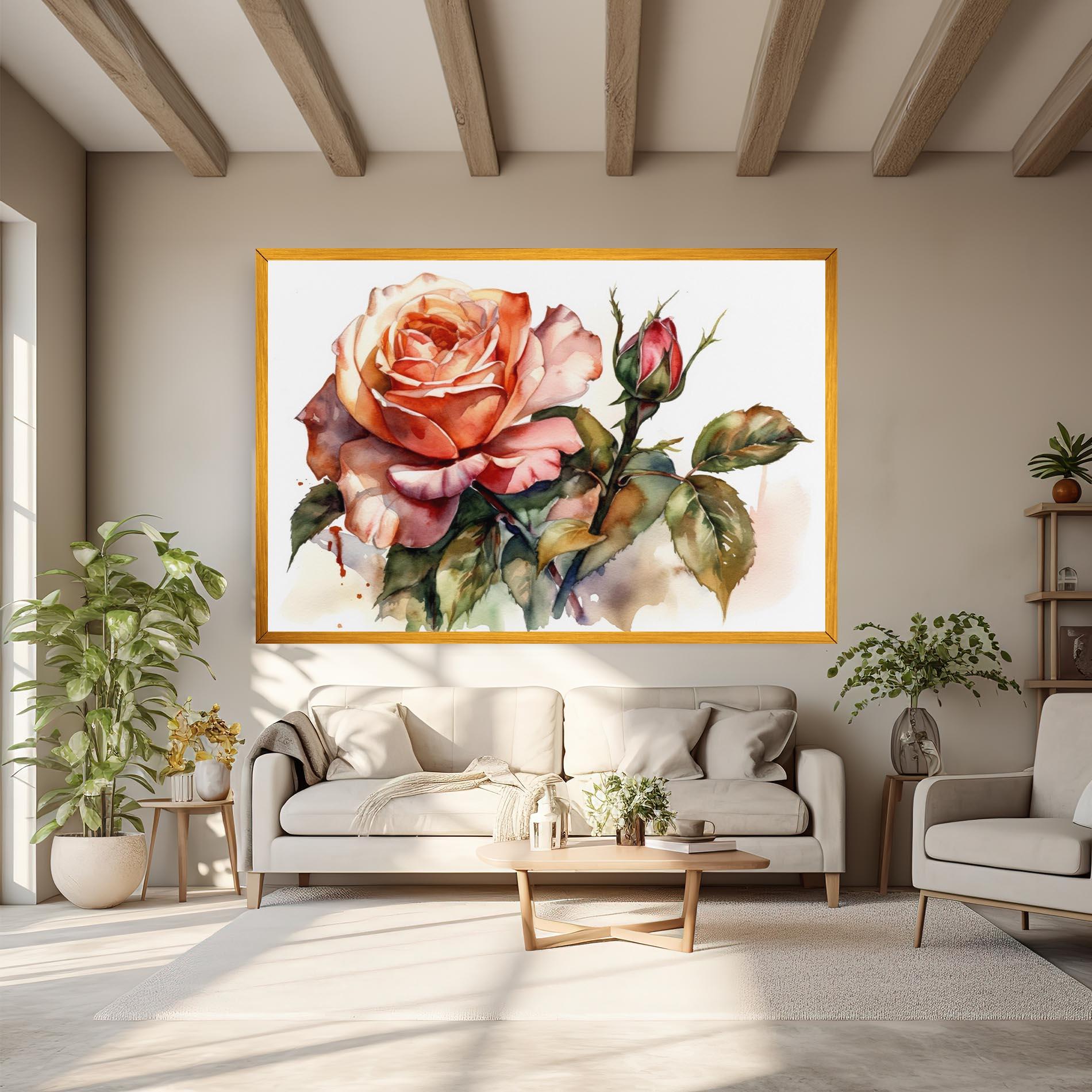 Картина на платно Big Rose Painted mockup 6