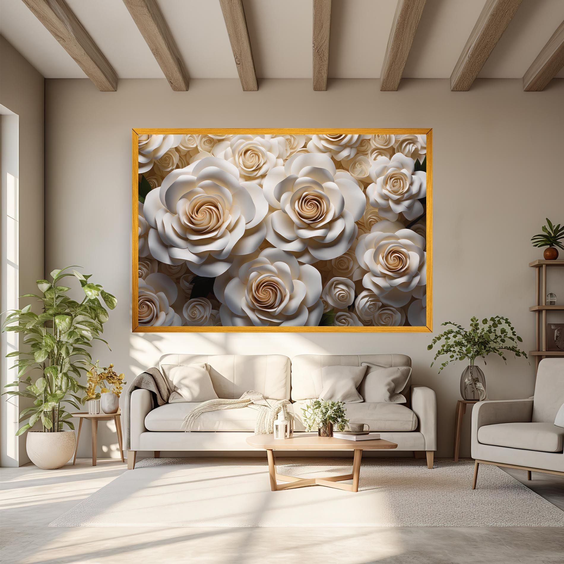 Cream Roses Wall mockup 6