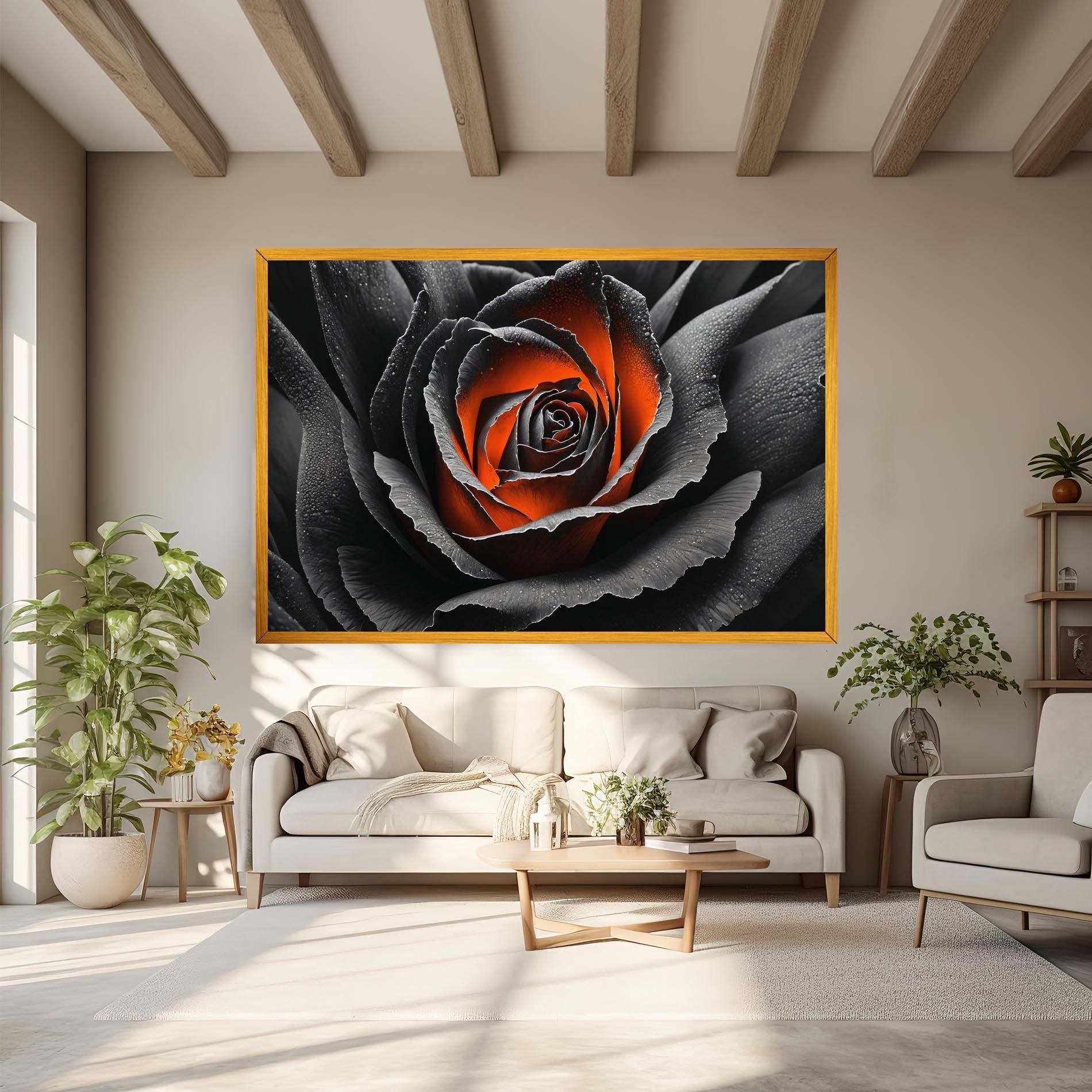 Картина на платно Grey Orange Rose mockup 6