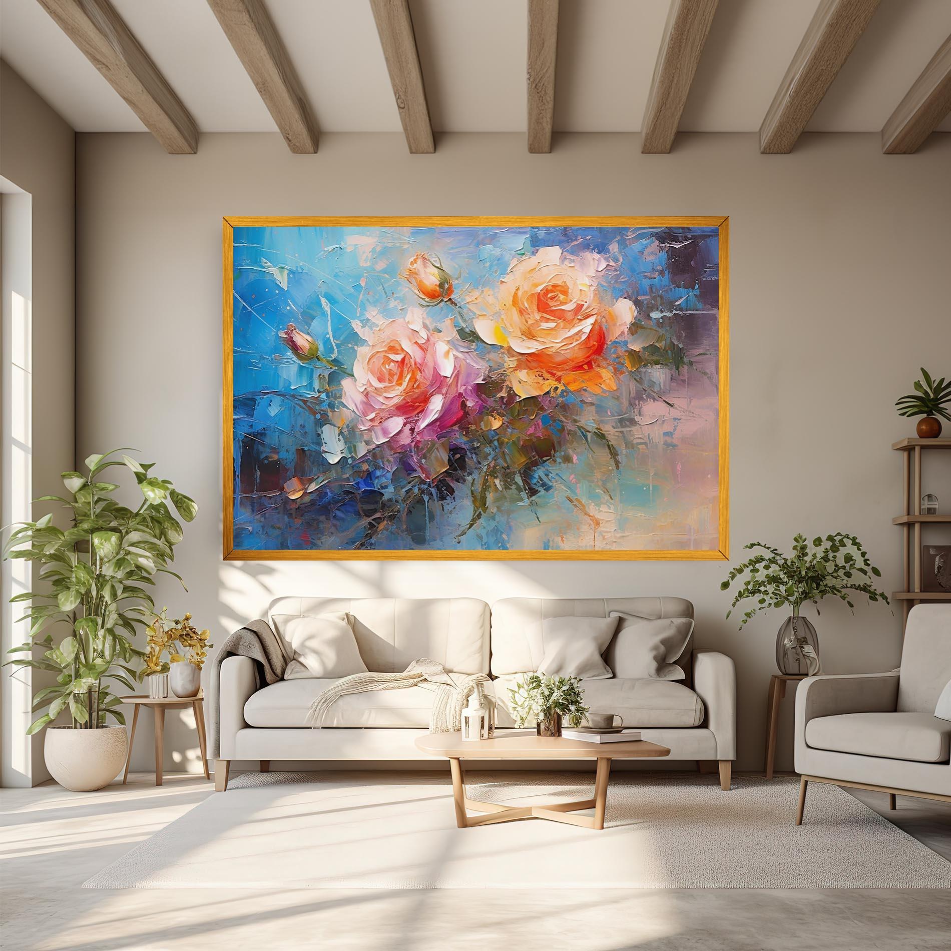 Картина на платно Light Orange Rose Painting mockup 6