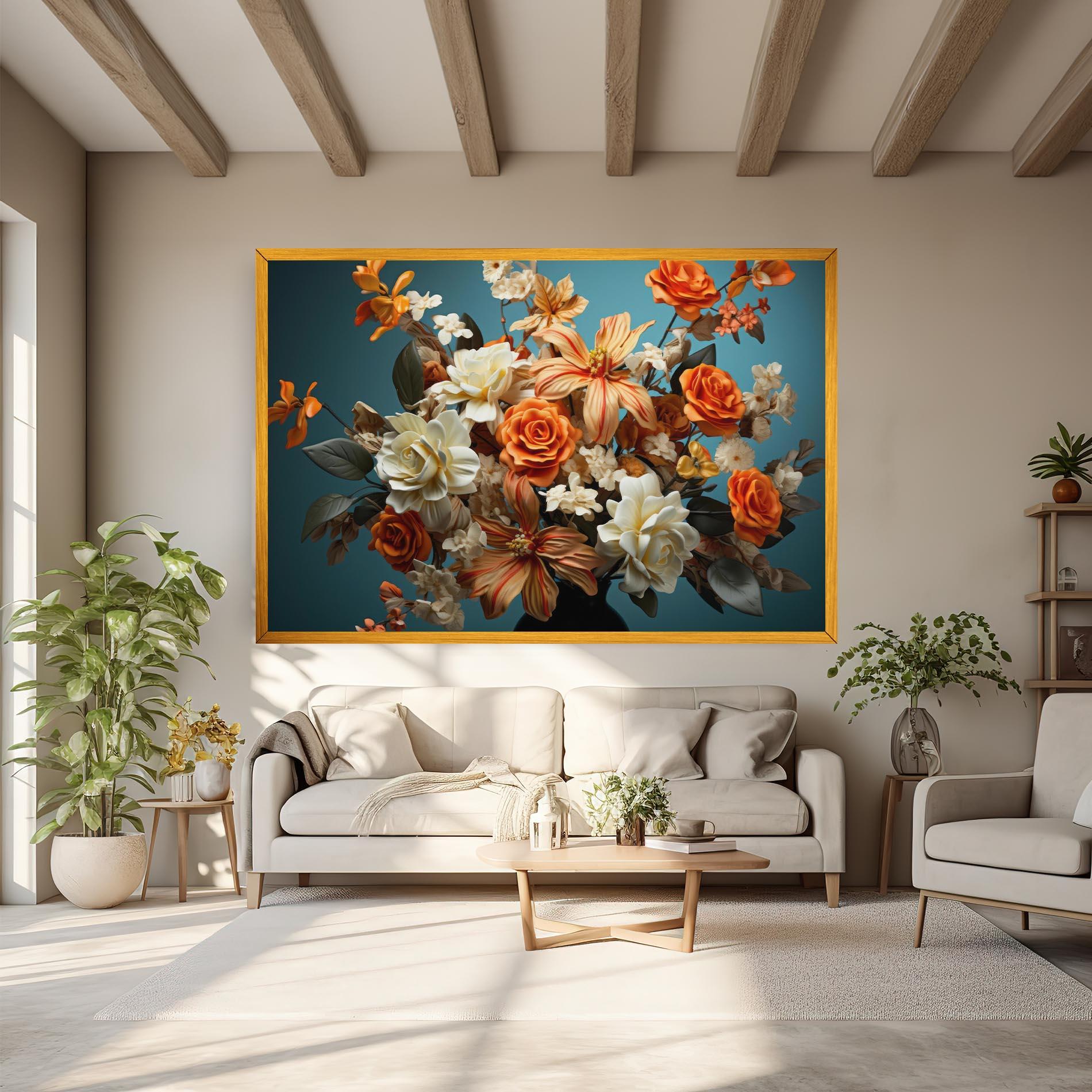 Картина на платно Orange Cream Rose mockup 6