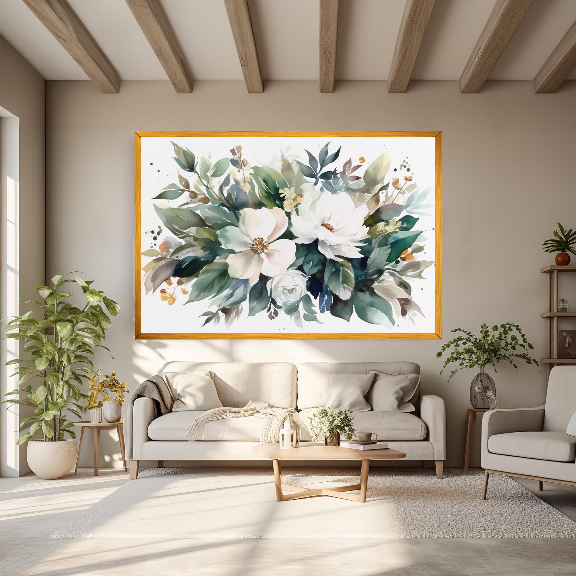 Картина на платно White Rose Paint mockup 6