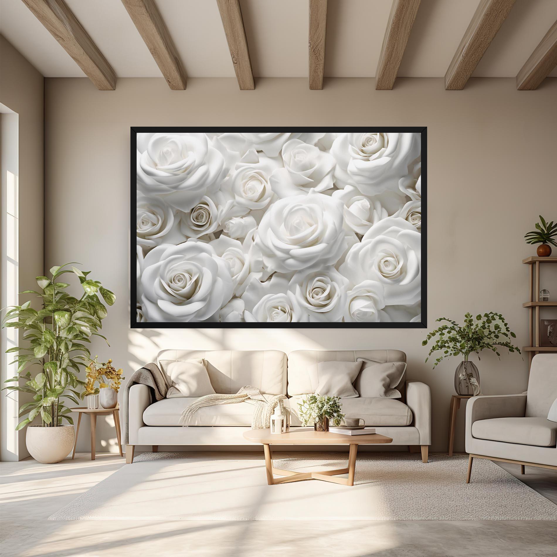 Картина на платно 3d White Roses mockup 6