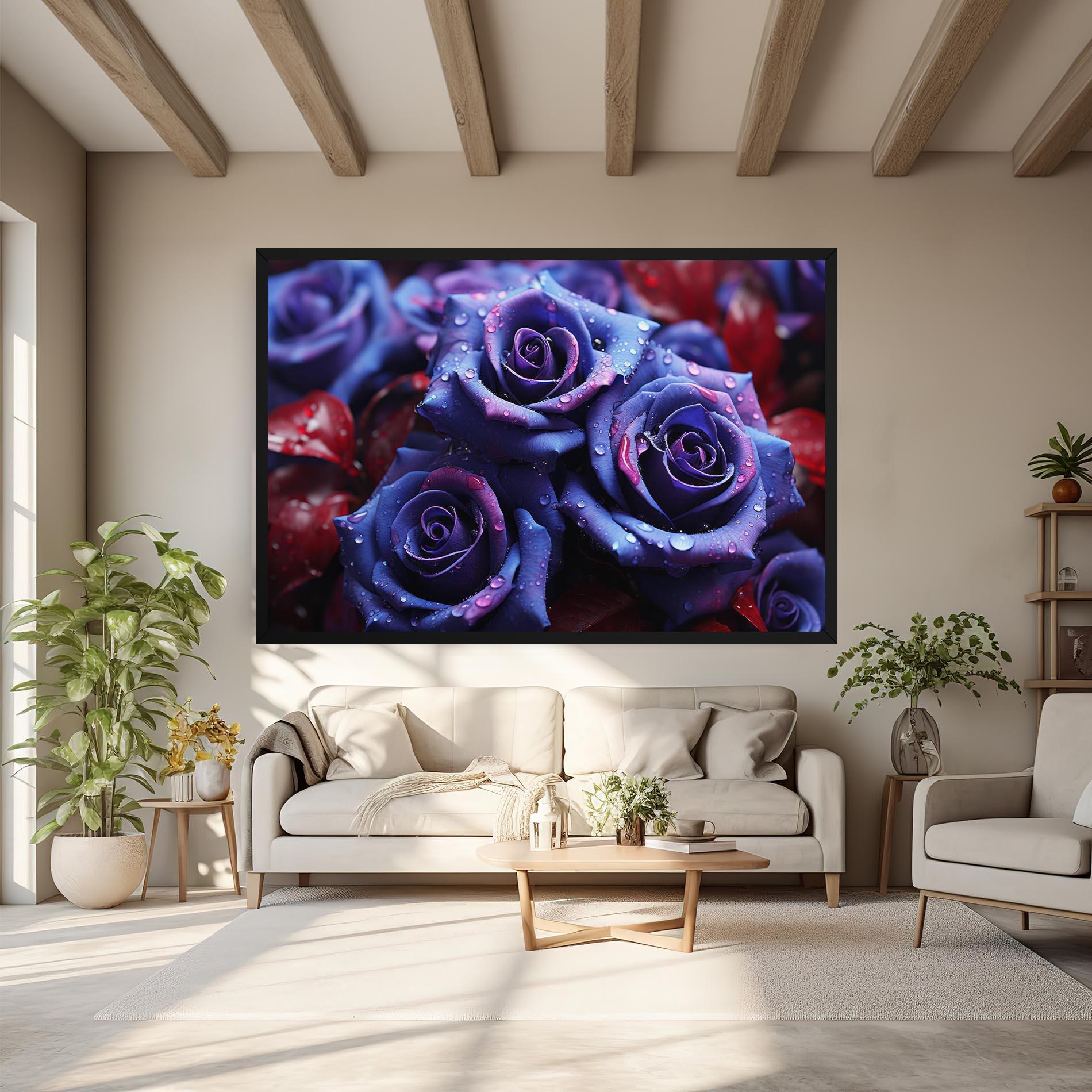 Картина на платно Blue Purple Rose mockup 6