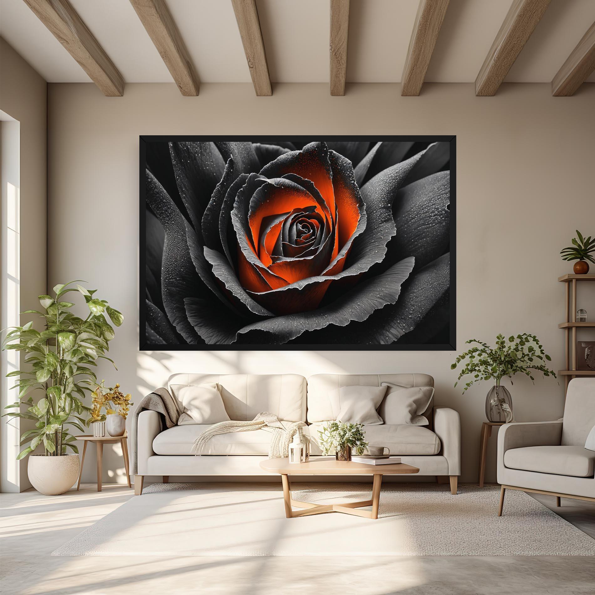 Картина на платно Grey Orange Rose mockup 6