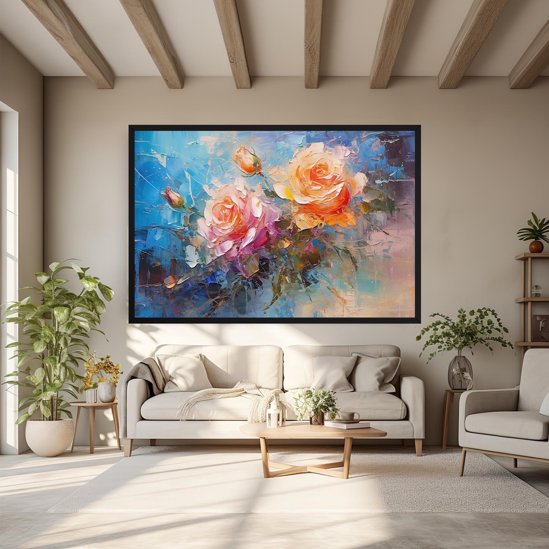 Картина на платно Light Orange Rose Painting mockup 6