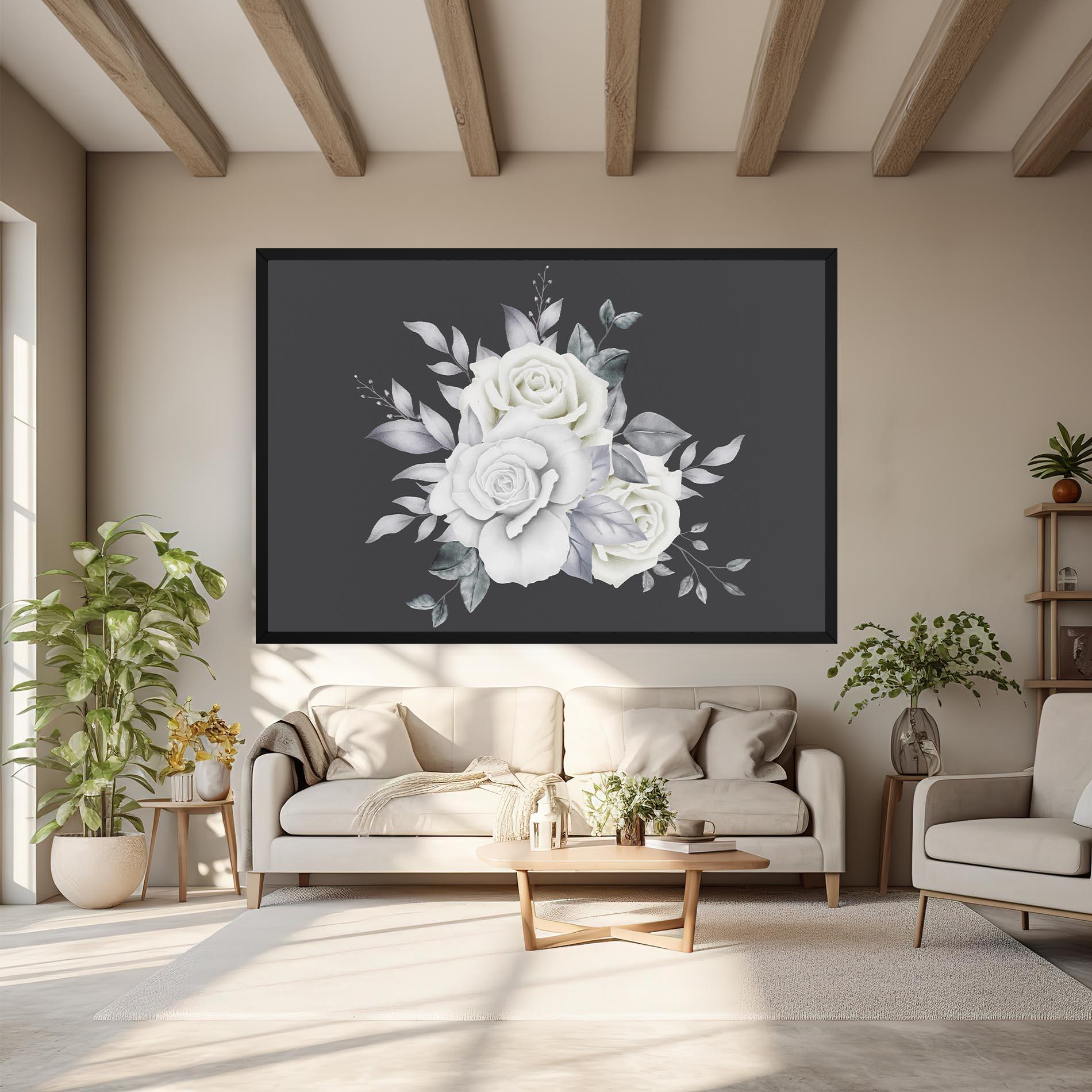 Картина на платно White Grey Rose mockup 6