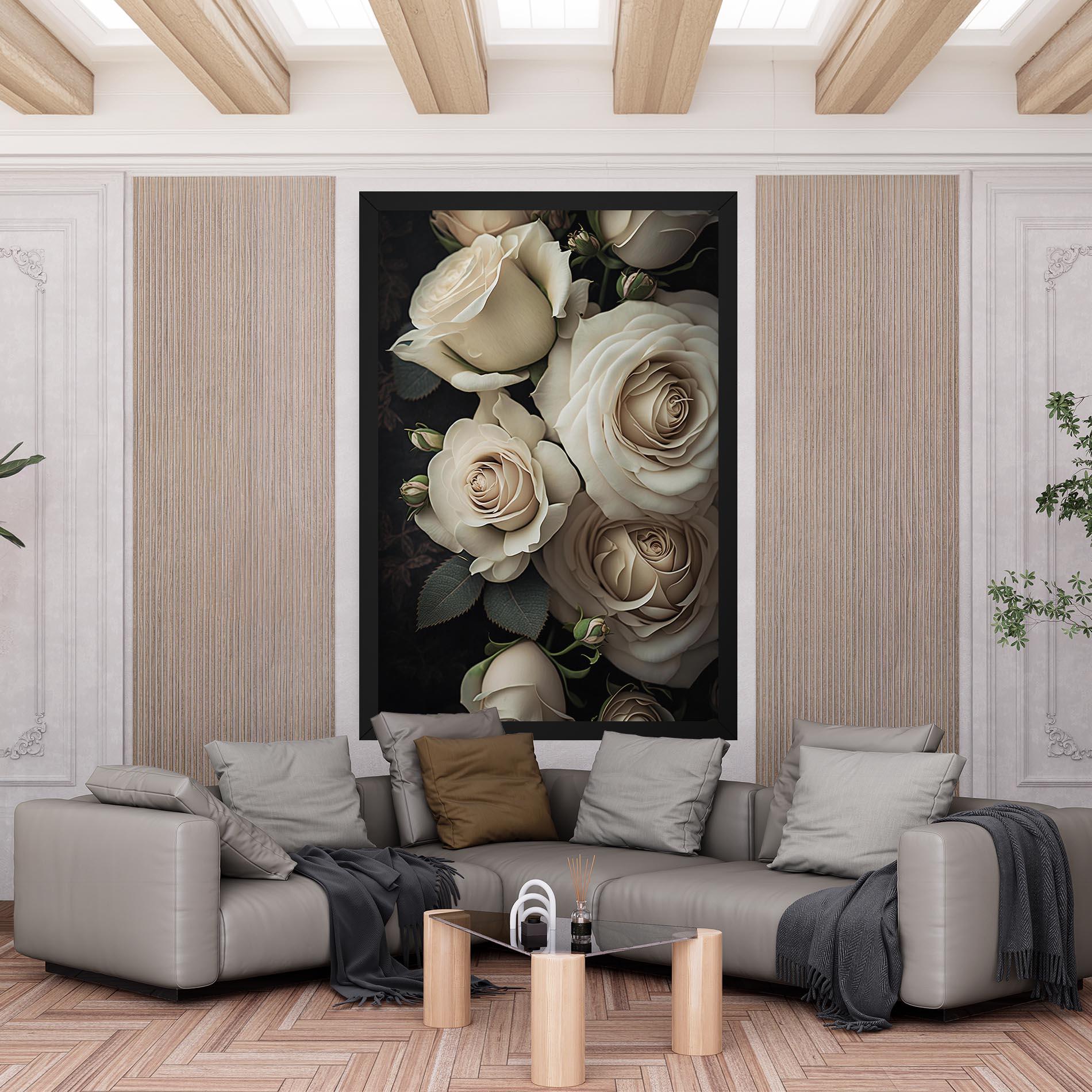 Картина на платно Cream Roses Close Up mockup 6