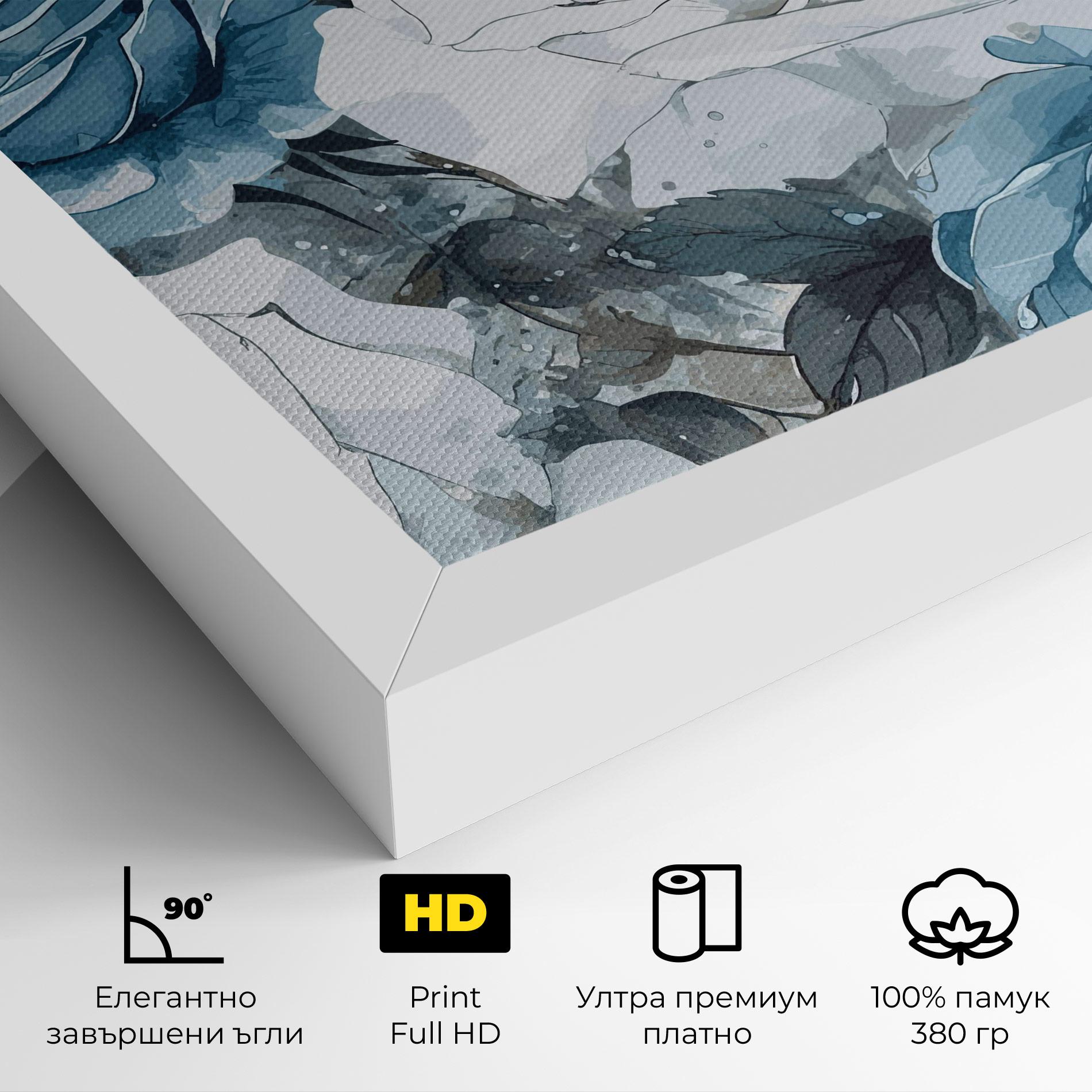 Картина на платно Blue White Rose mockup 4