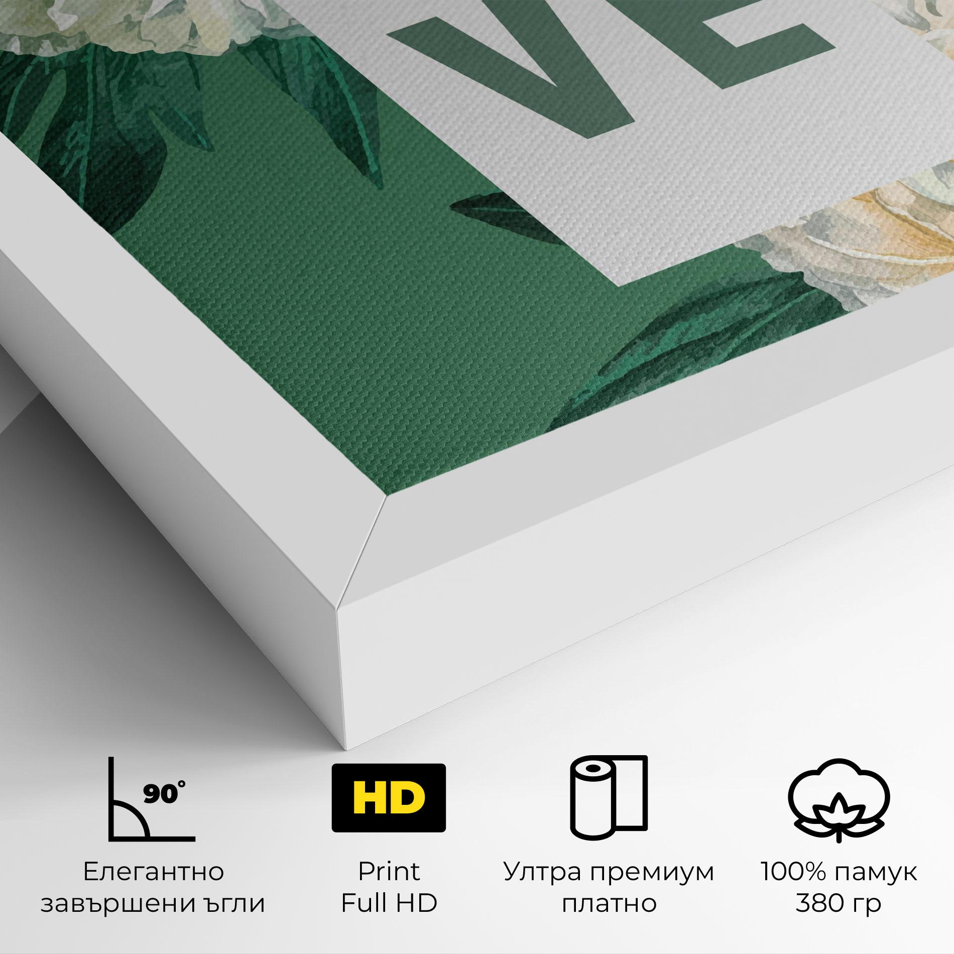 Картина на платно Love Green Rose mockup 4