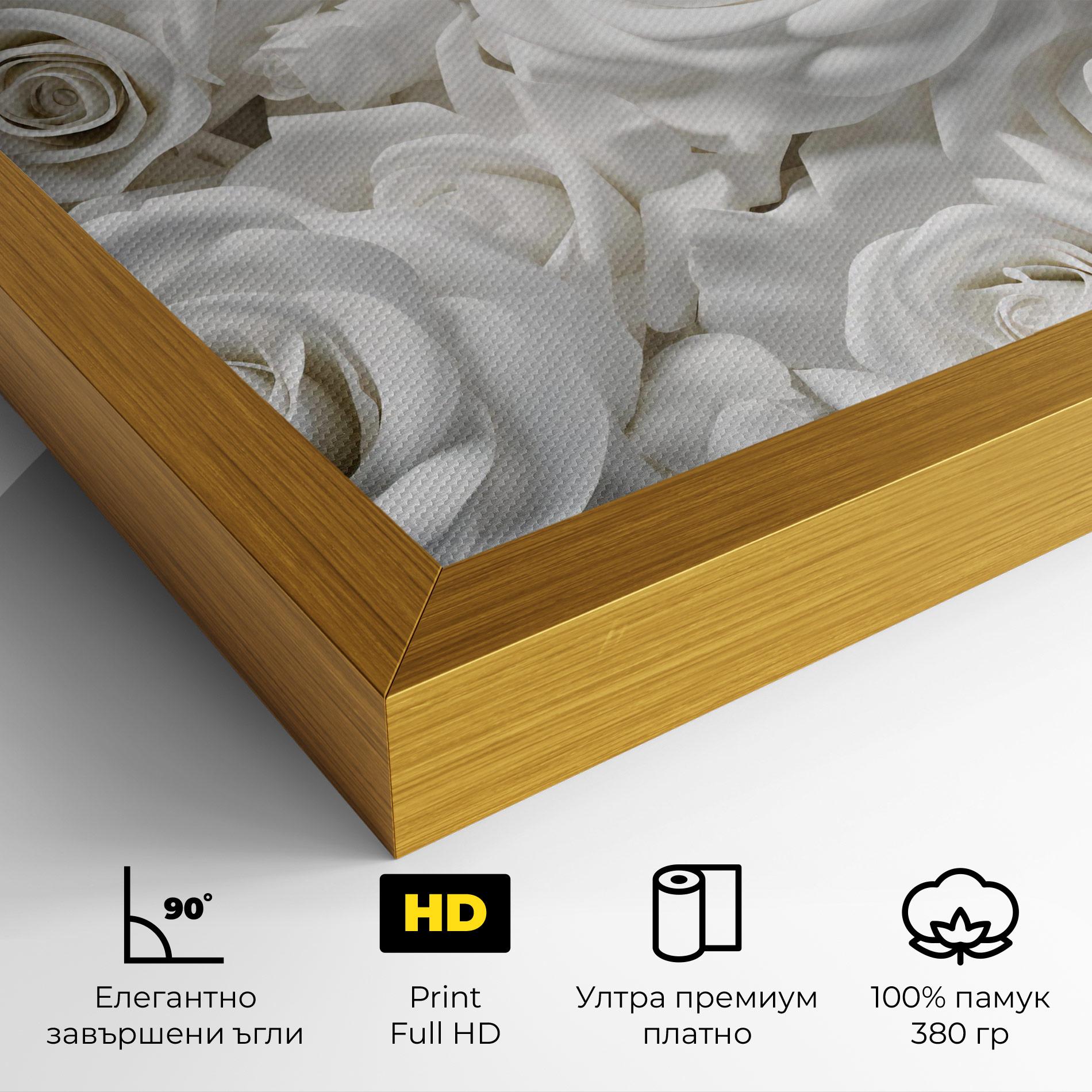 Картина на платно 3d White Roses mockup 4