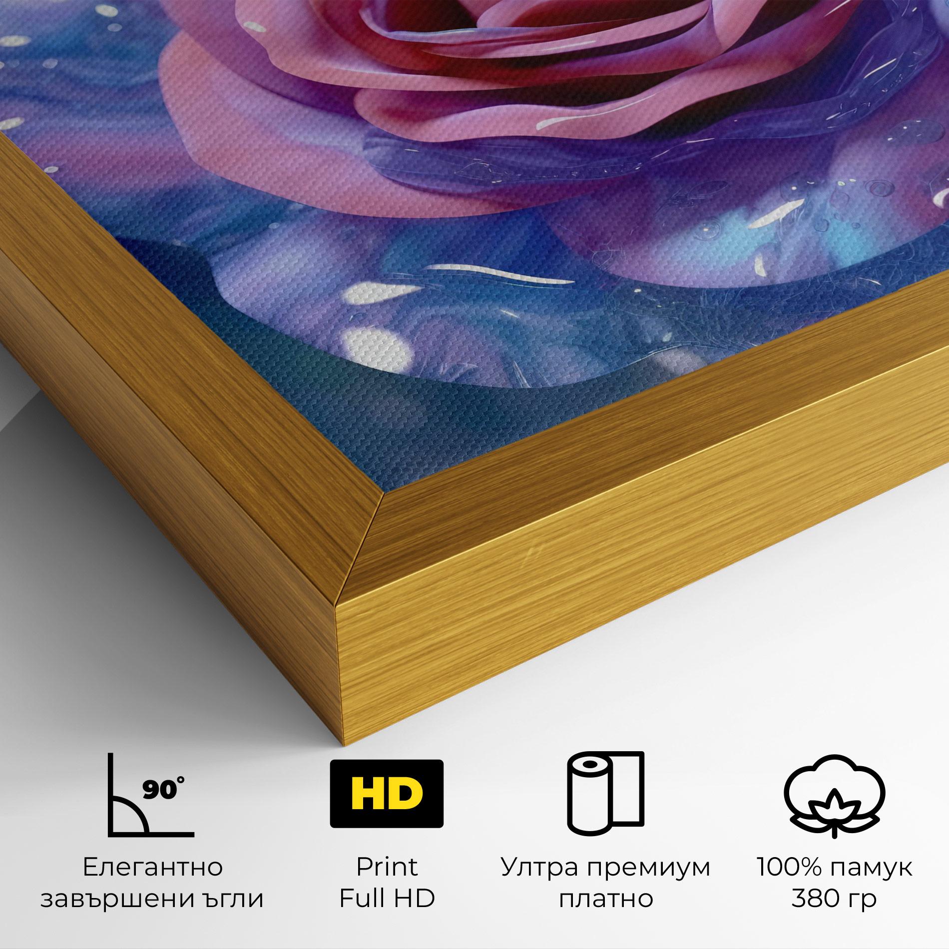 Картина на платно Beautiful Blue Pink Rose mockup 4