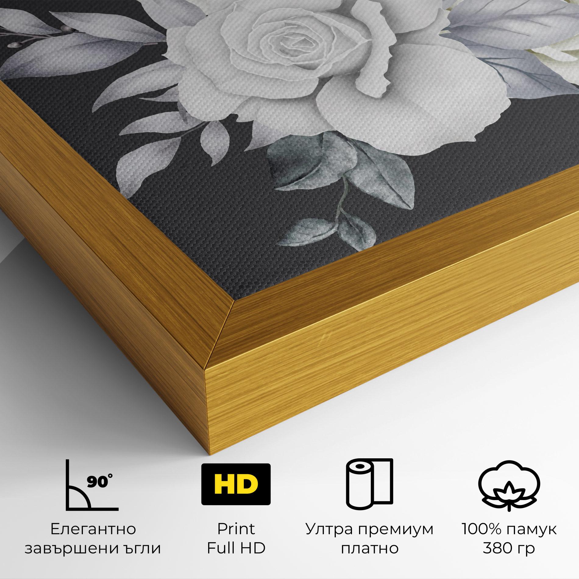 Картина на платно White Grey Rose mockup 4