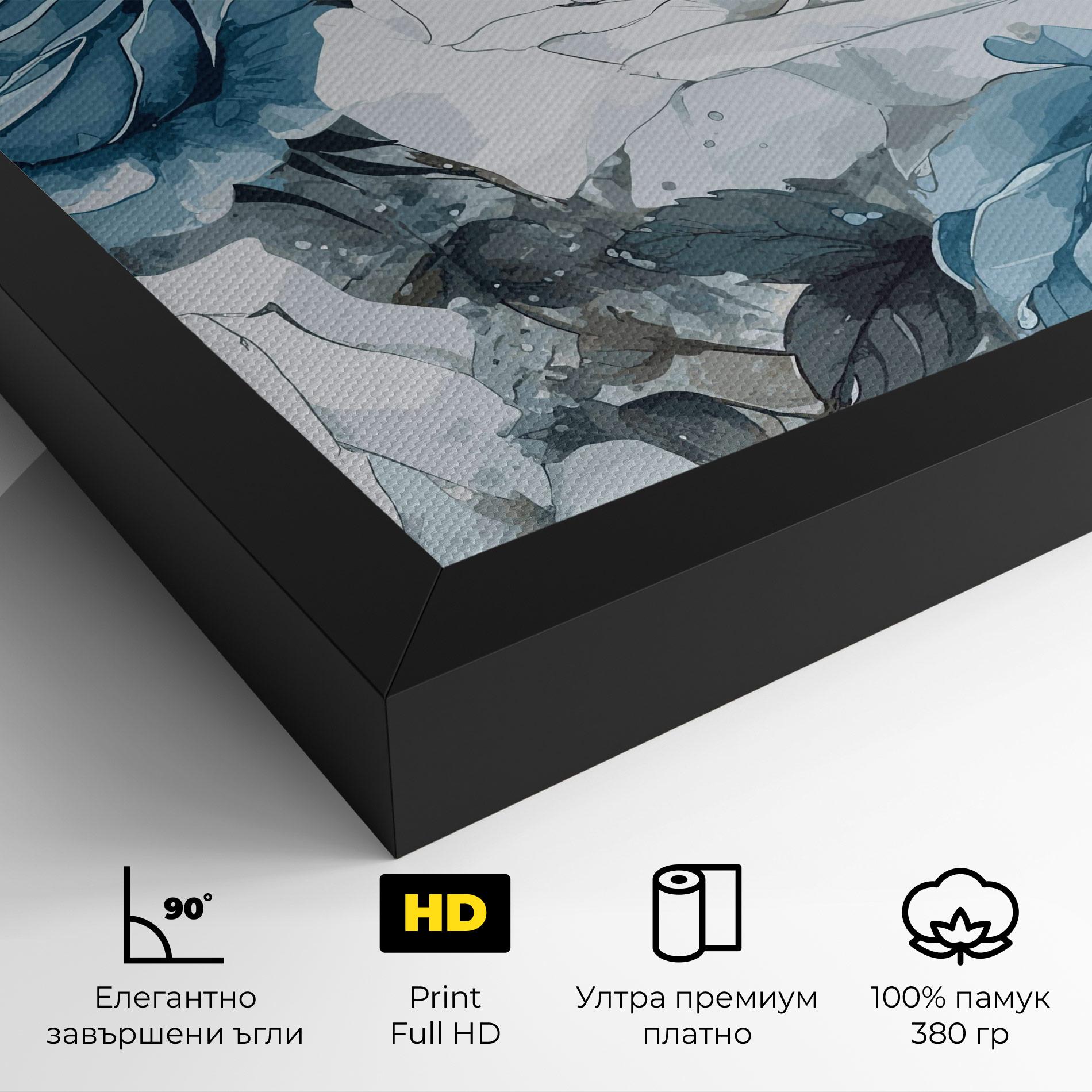 Картина на платно Blue White Rose mockup 4