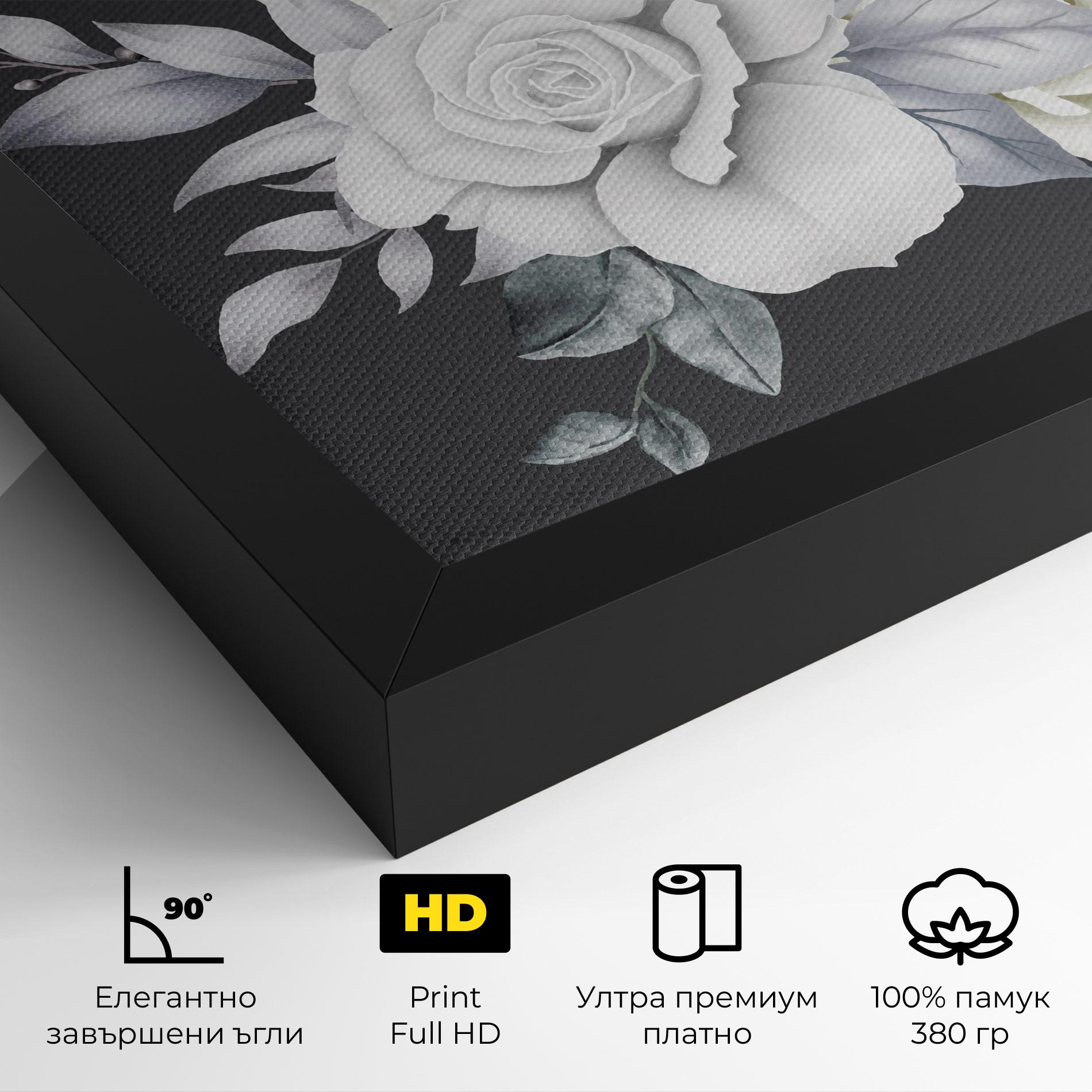 Картина на платно White Grey Rose mockup 4