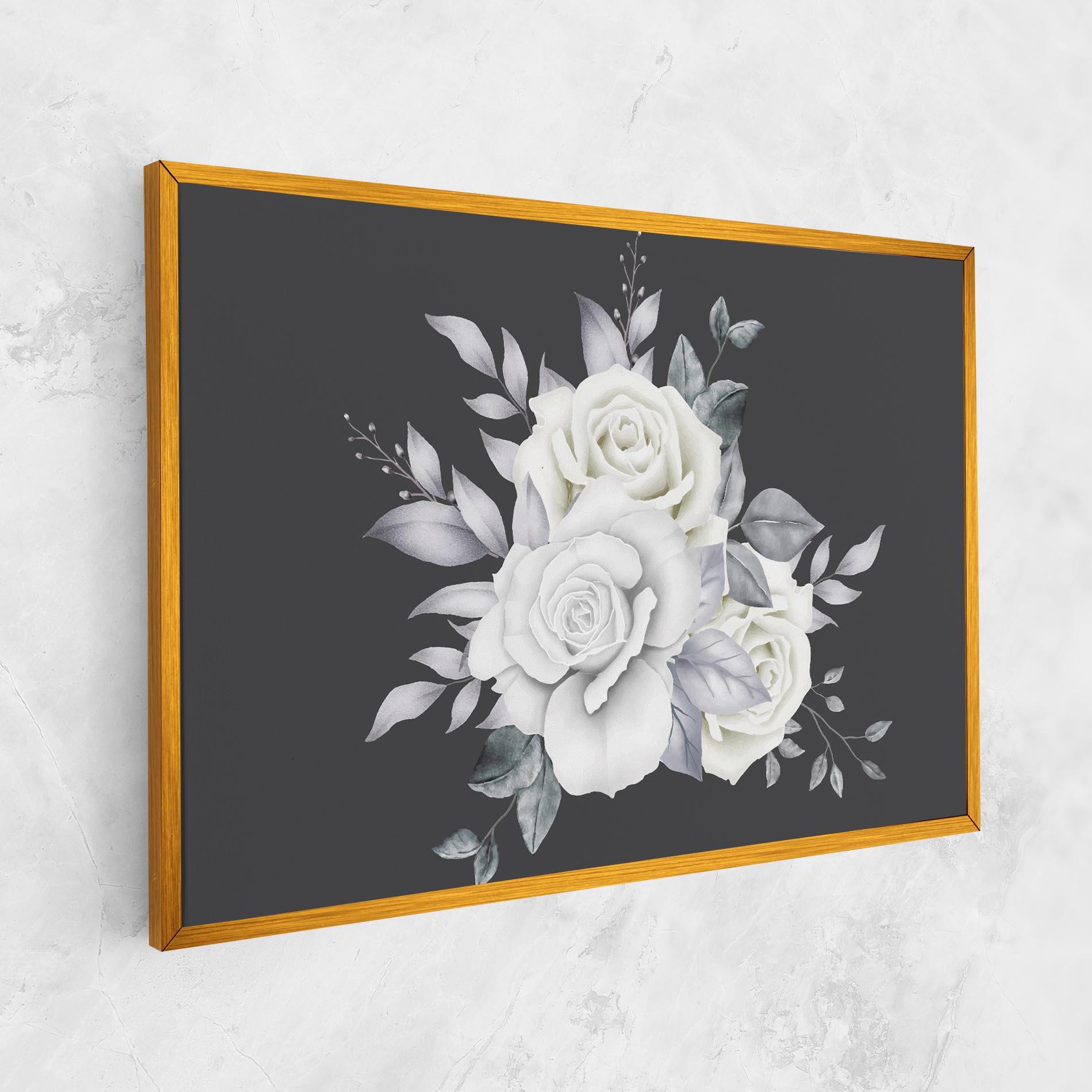 Картина на платно White Grey Rose mockup 1