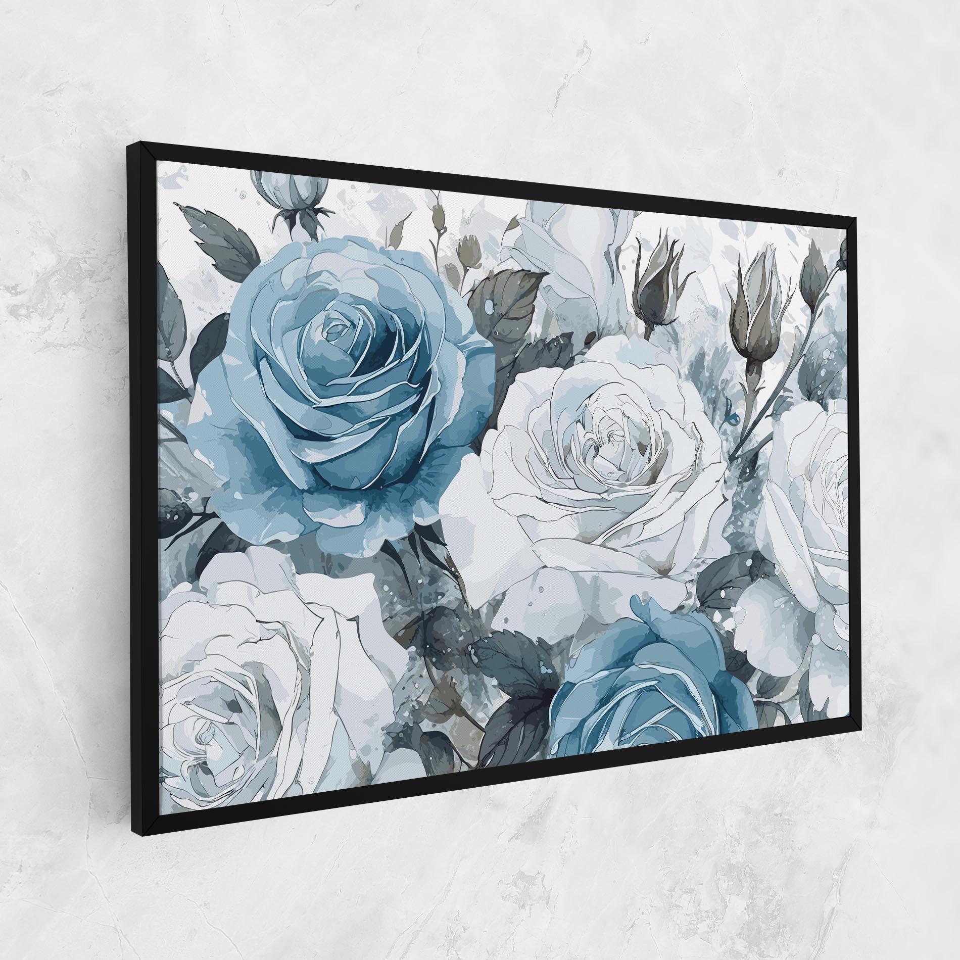 Картина на платно Blue White Rose mockup 1