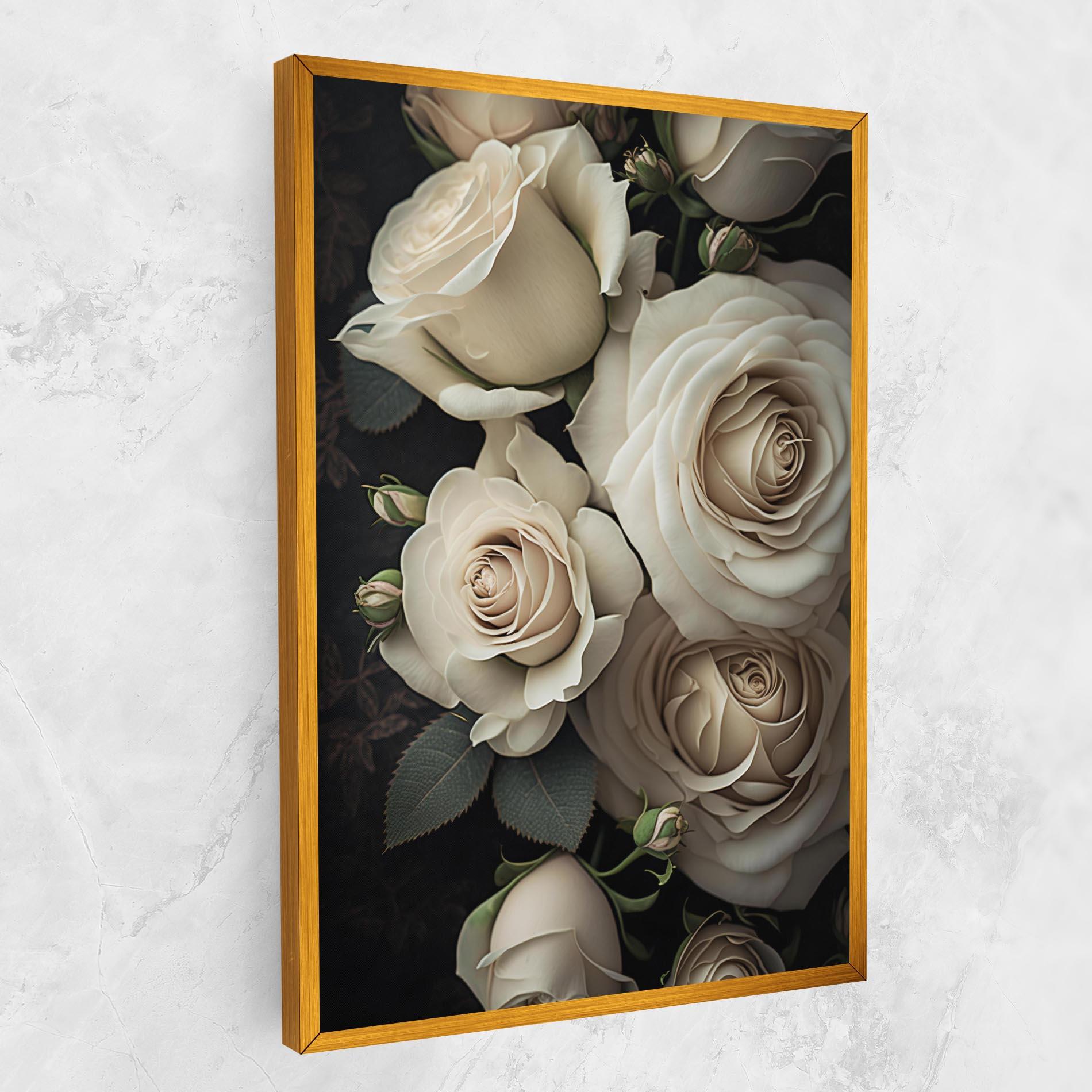 Картина на платно Cream Roses Close Up mockup 1