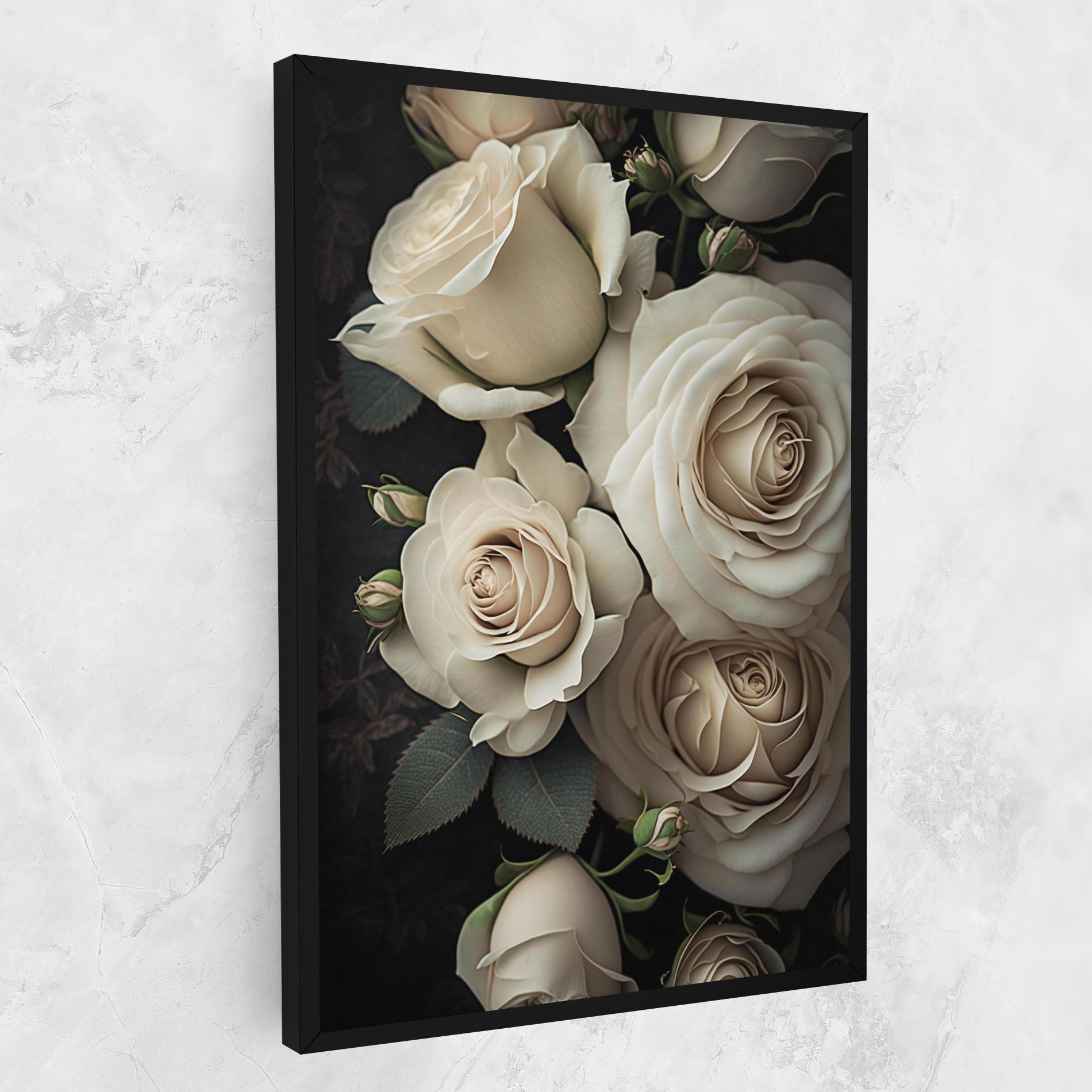 Картина на платно Cream Roses Close Up mockup 1