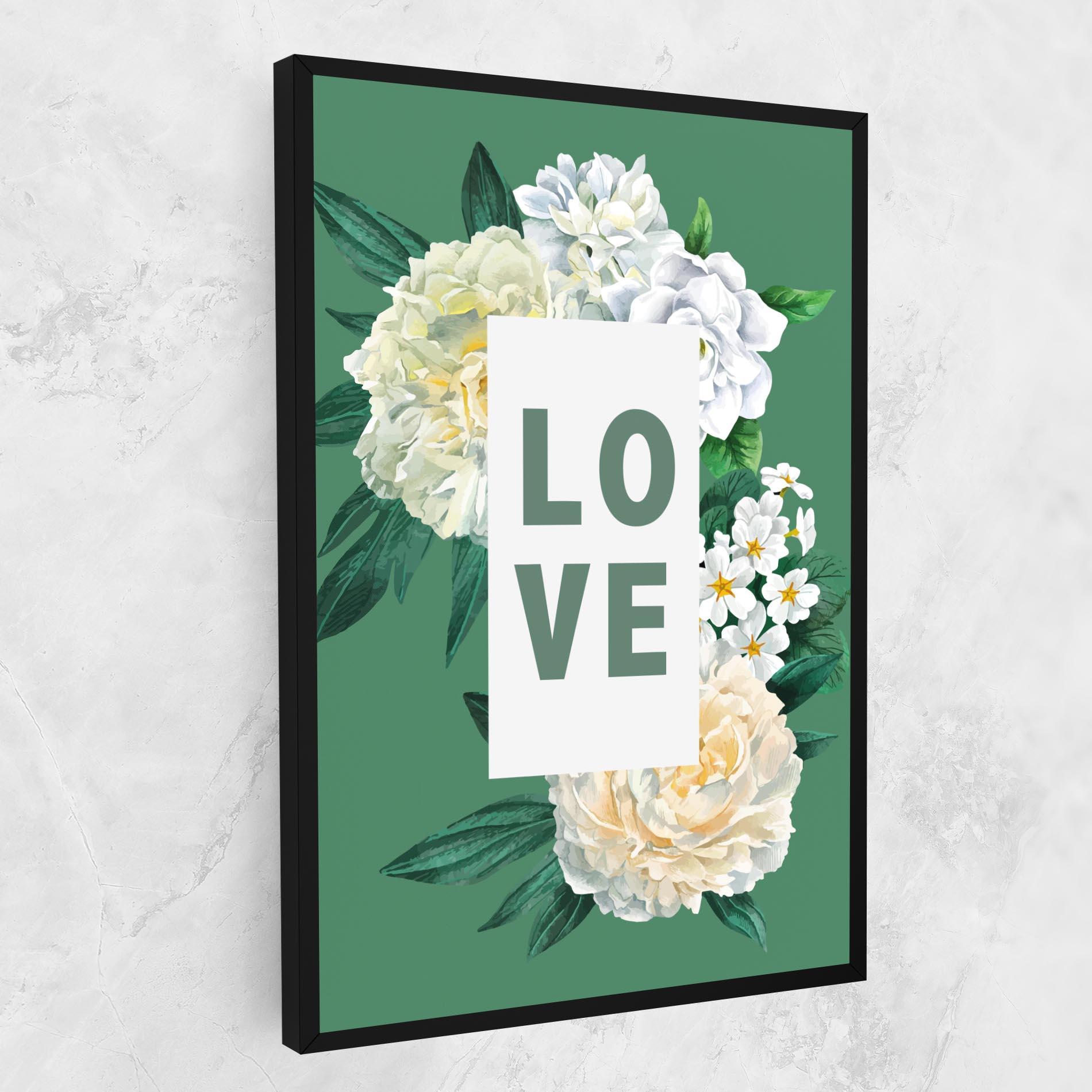 Картина на платно Love Green Rose mockup 1