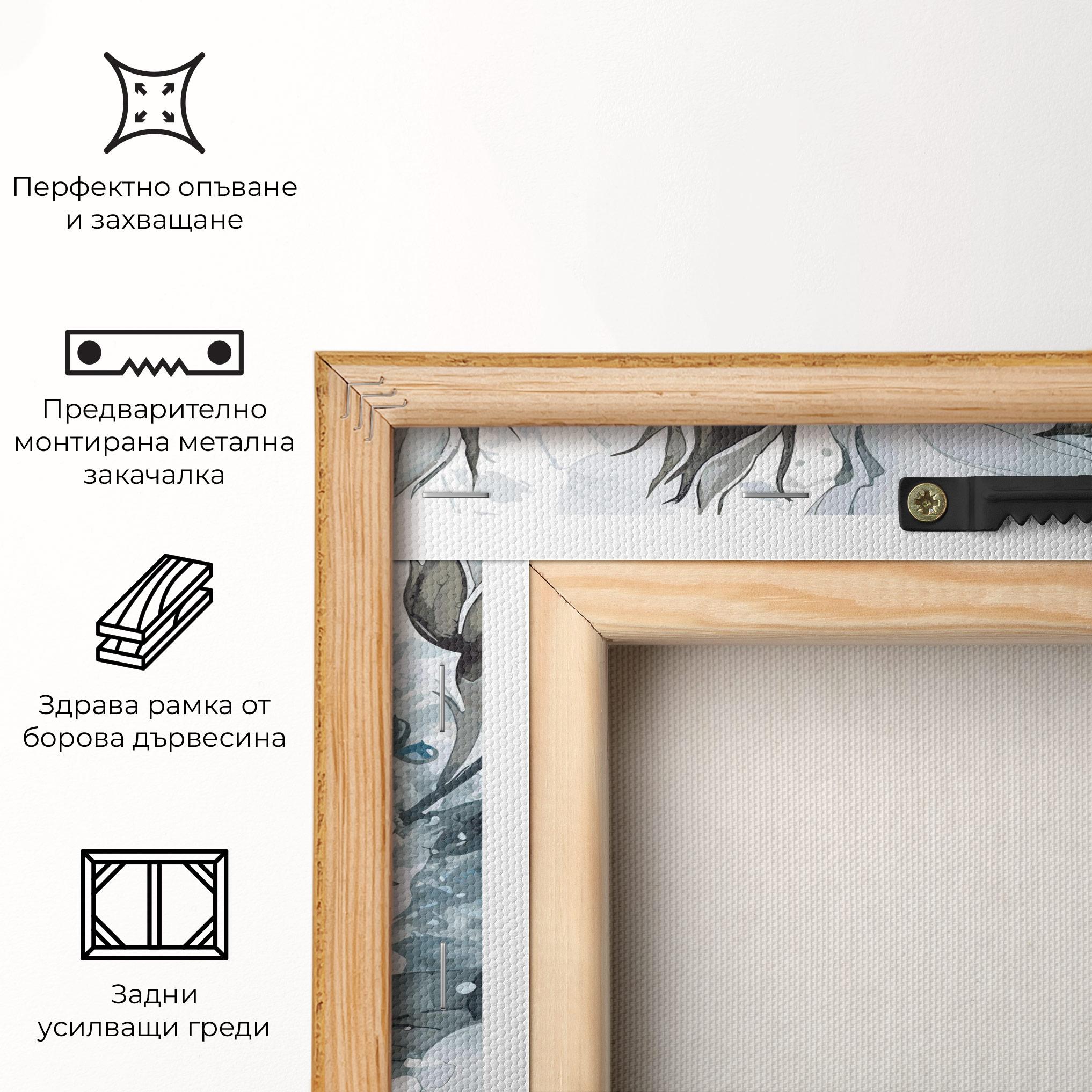 Картина на платно Blue White Rose mockup 5