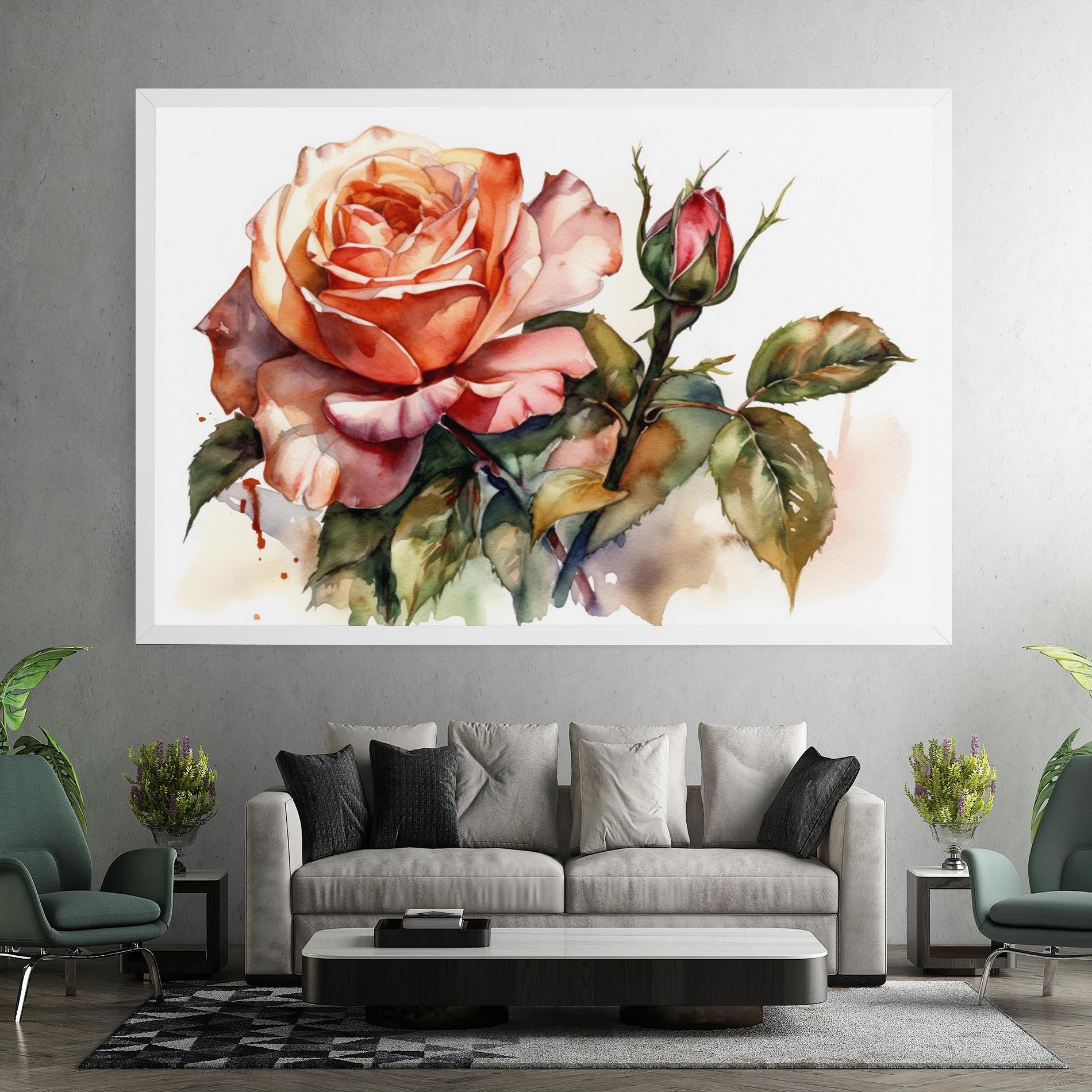 Картина на платно Big Rose Painted mockup 7