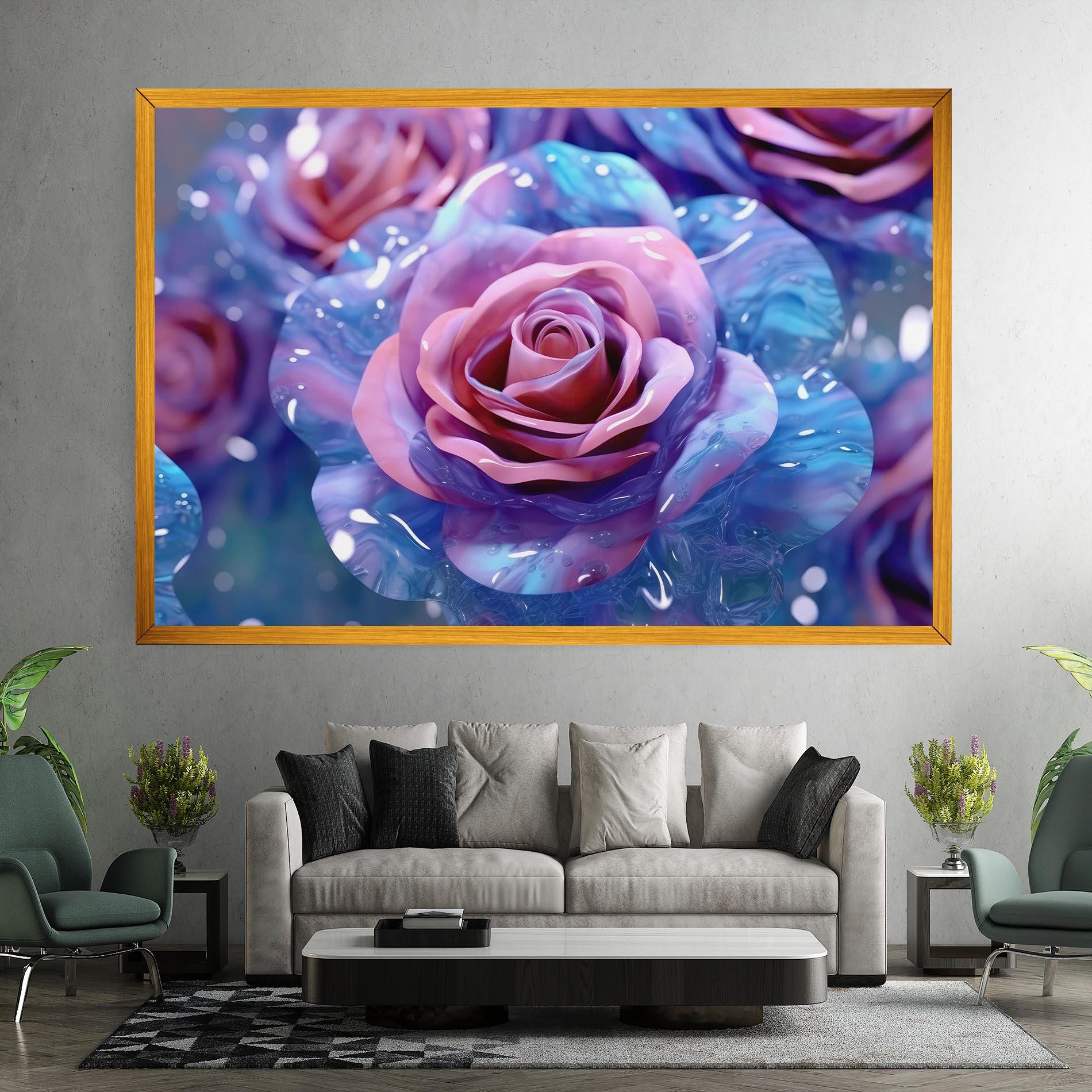 Картина на платно Beautiful Blue Pink Rose mockup 7