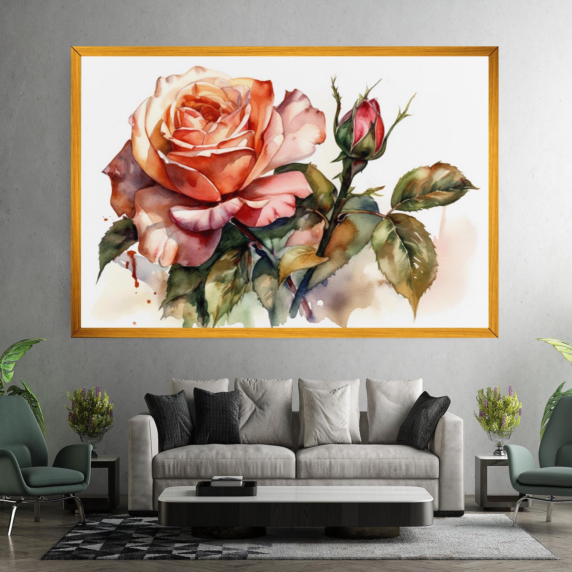 Картина на платно Big Rose Painted mockup 7