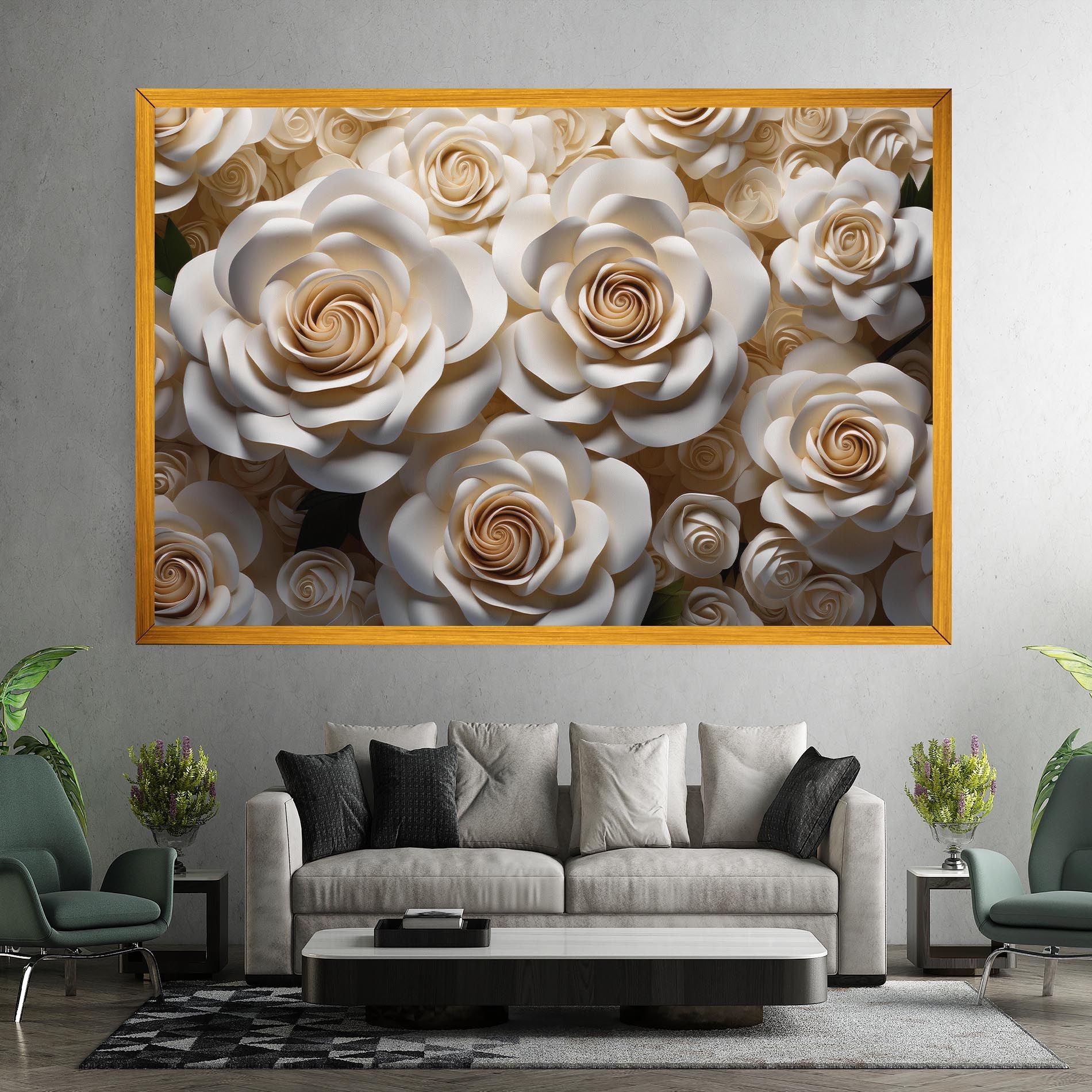 Cream Roses Wall mockup 7