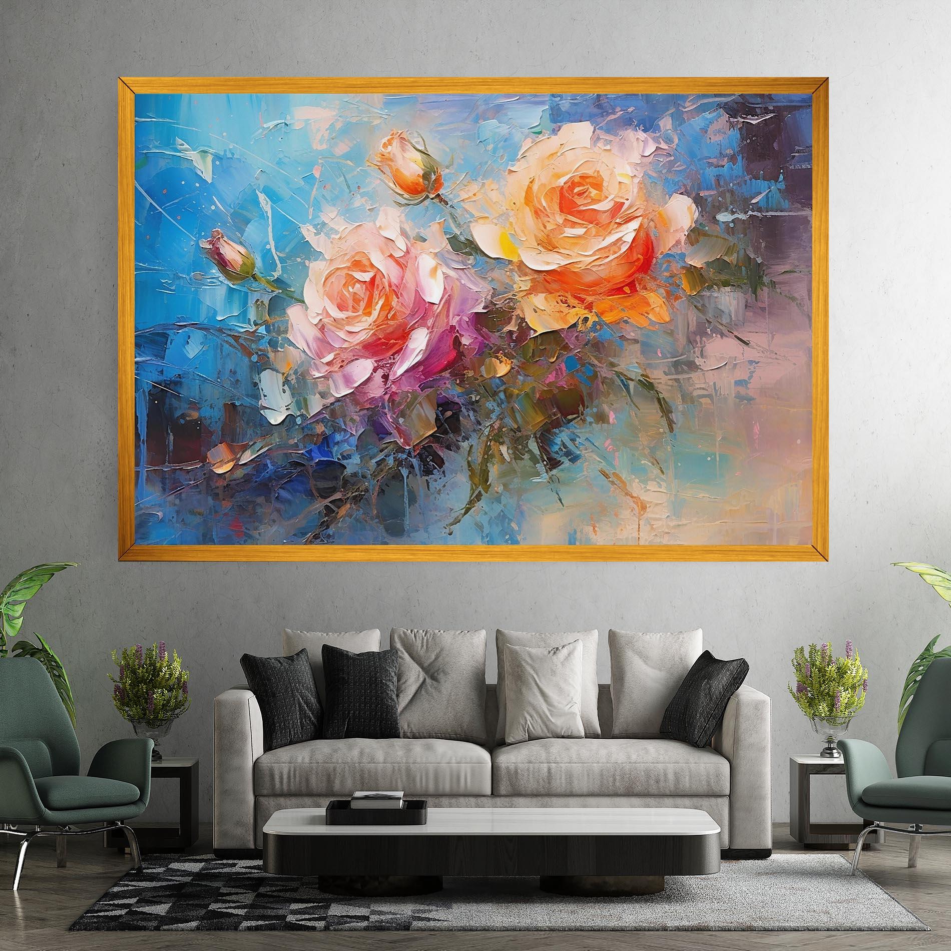 Картина на платно Light Orange Rose Painting mockup 7