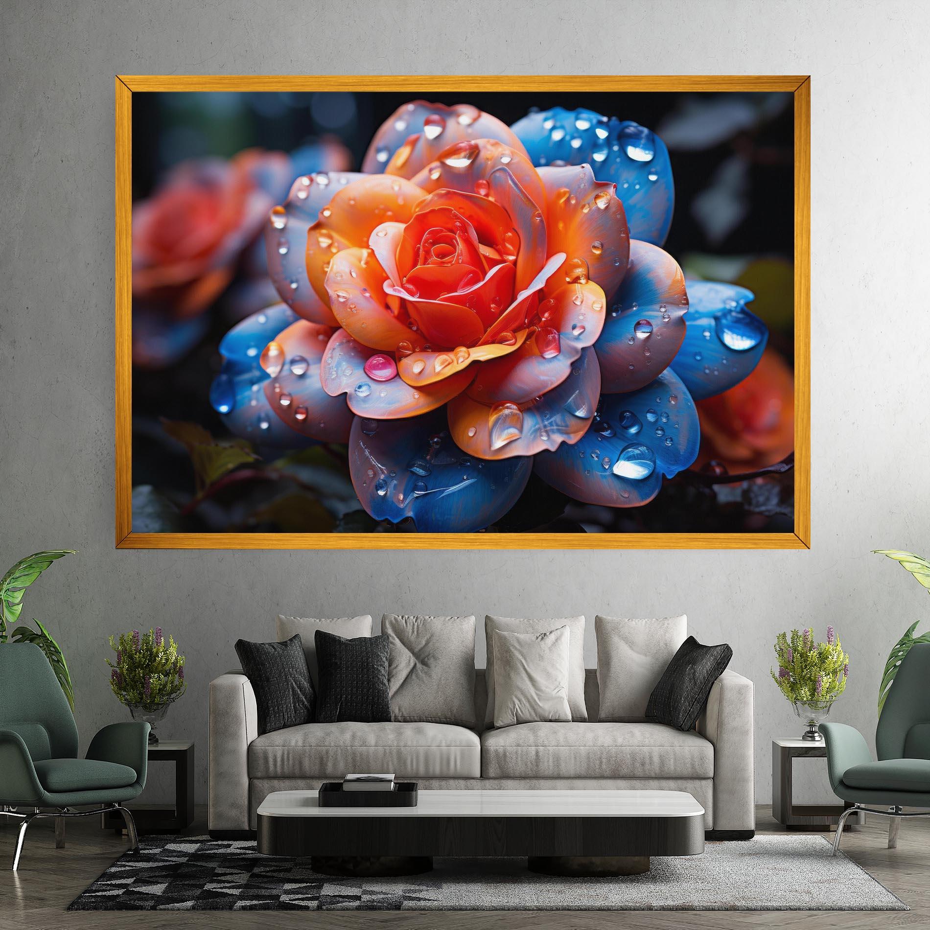 Картина на платно Orange Blue Rose mockup 7