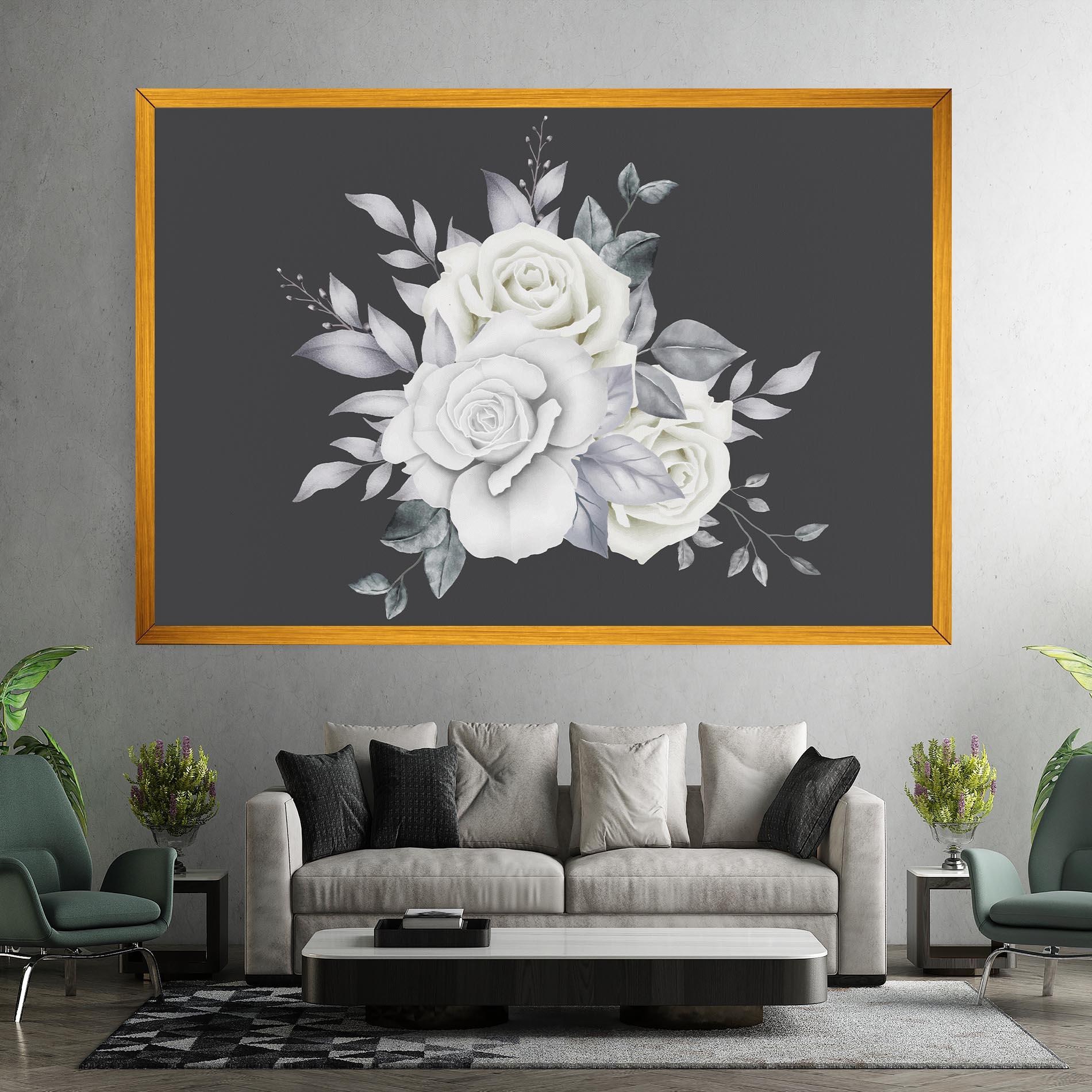 Картина на платно White Grey Rose mockup 7