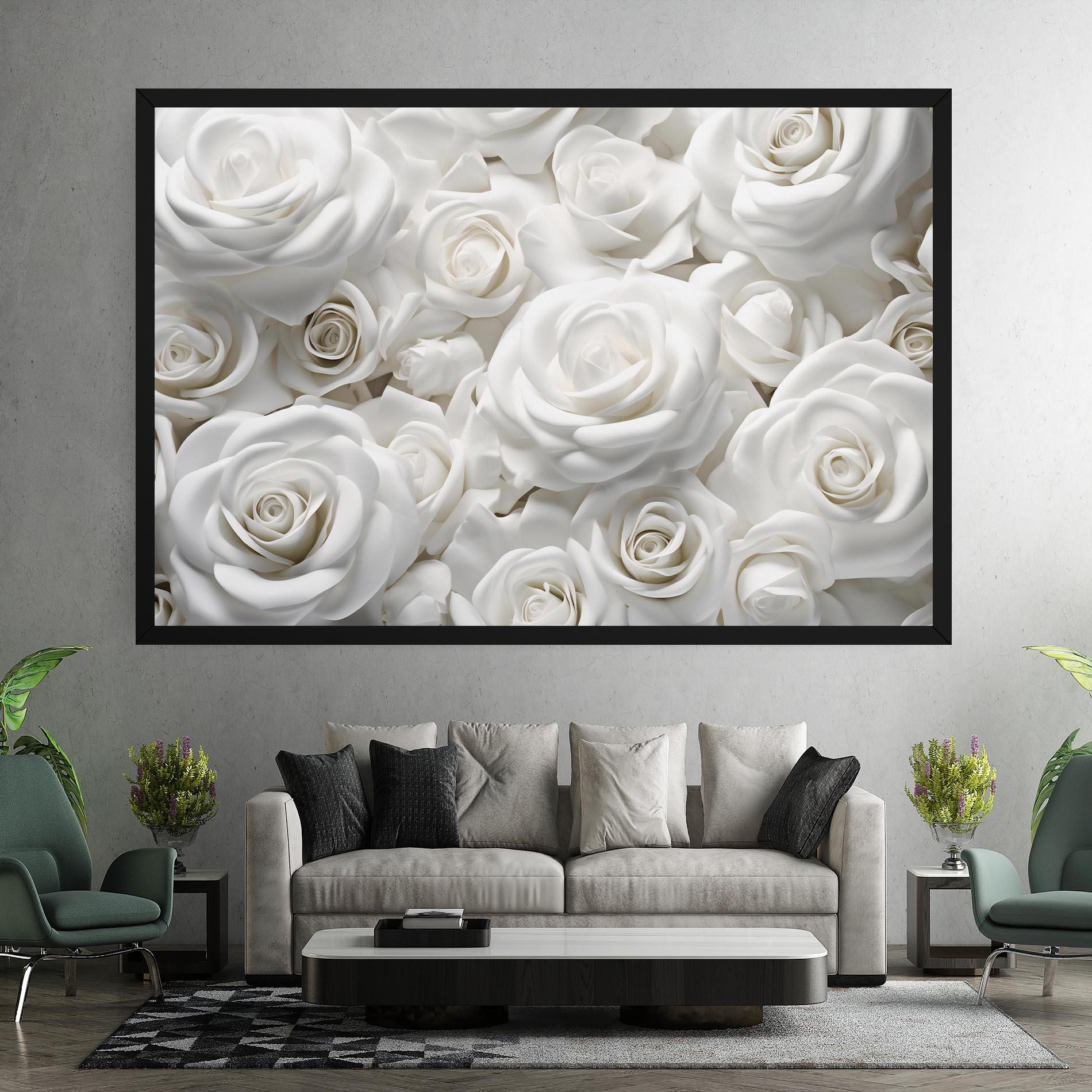 Картина на платно 3d White Roses mockup 7