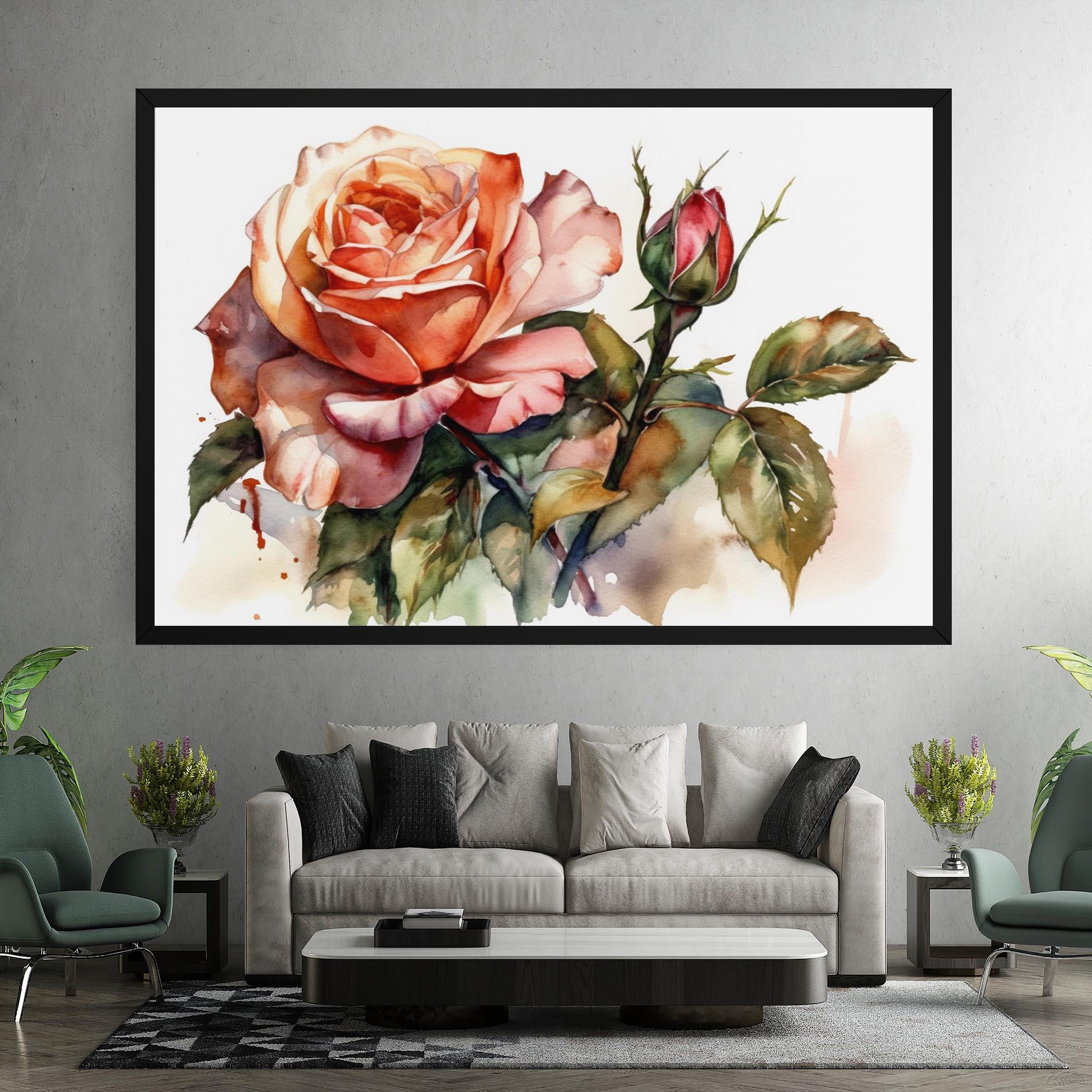 Картина на платно Big Rose Painted mockup 7