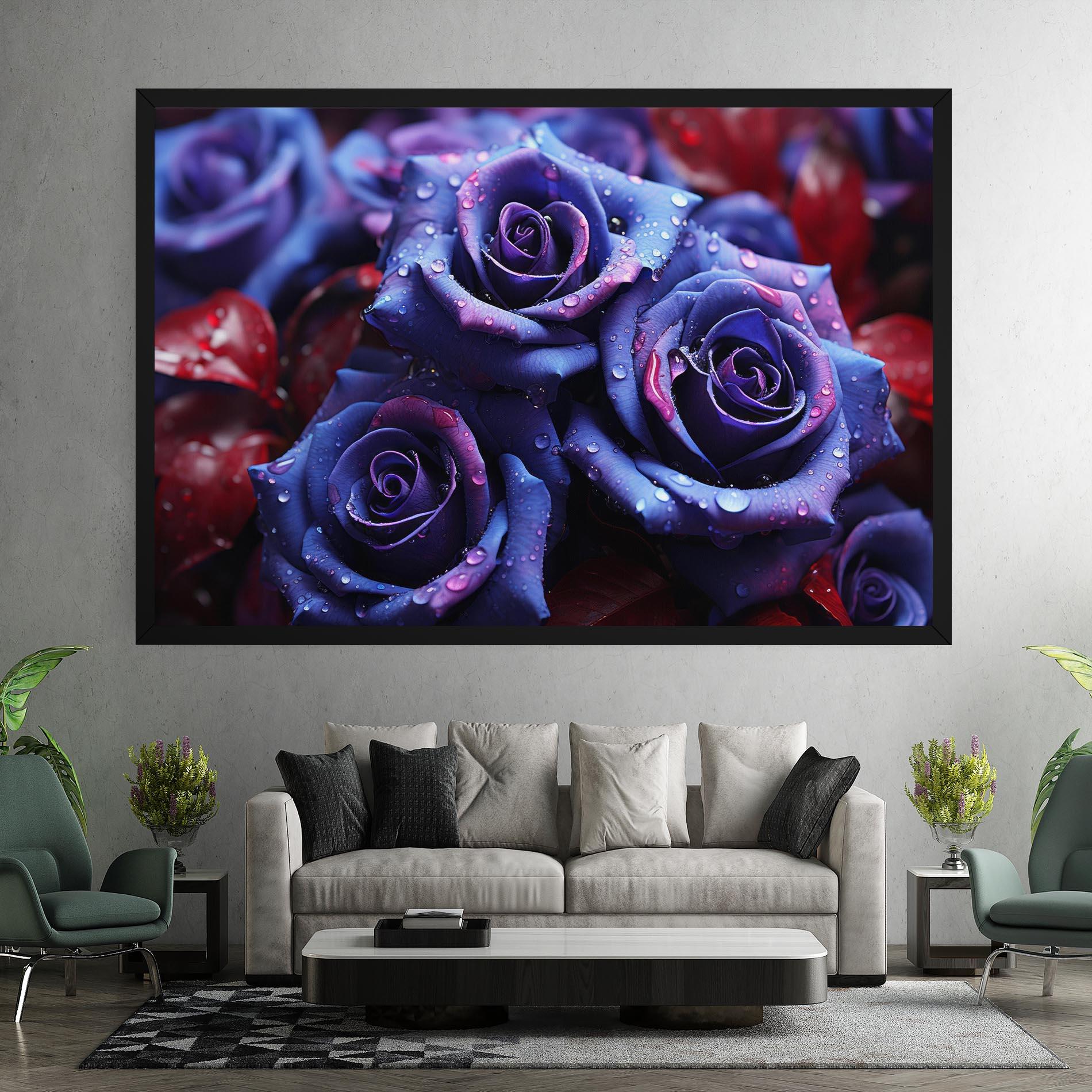 Картина на платно Blue Purple Rose mockup 7