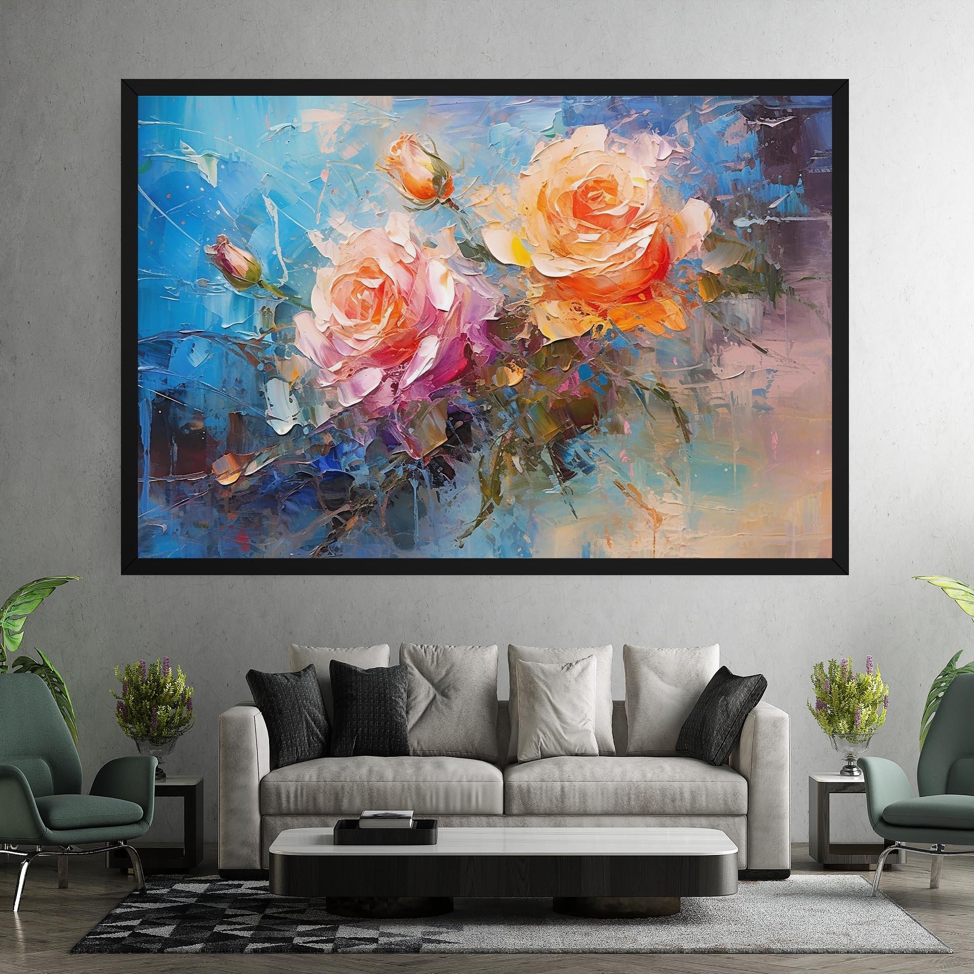 Картина на платно Light Orange Rose Painting mockup 7