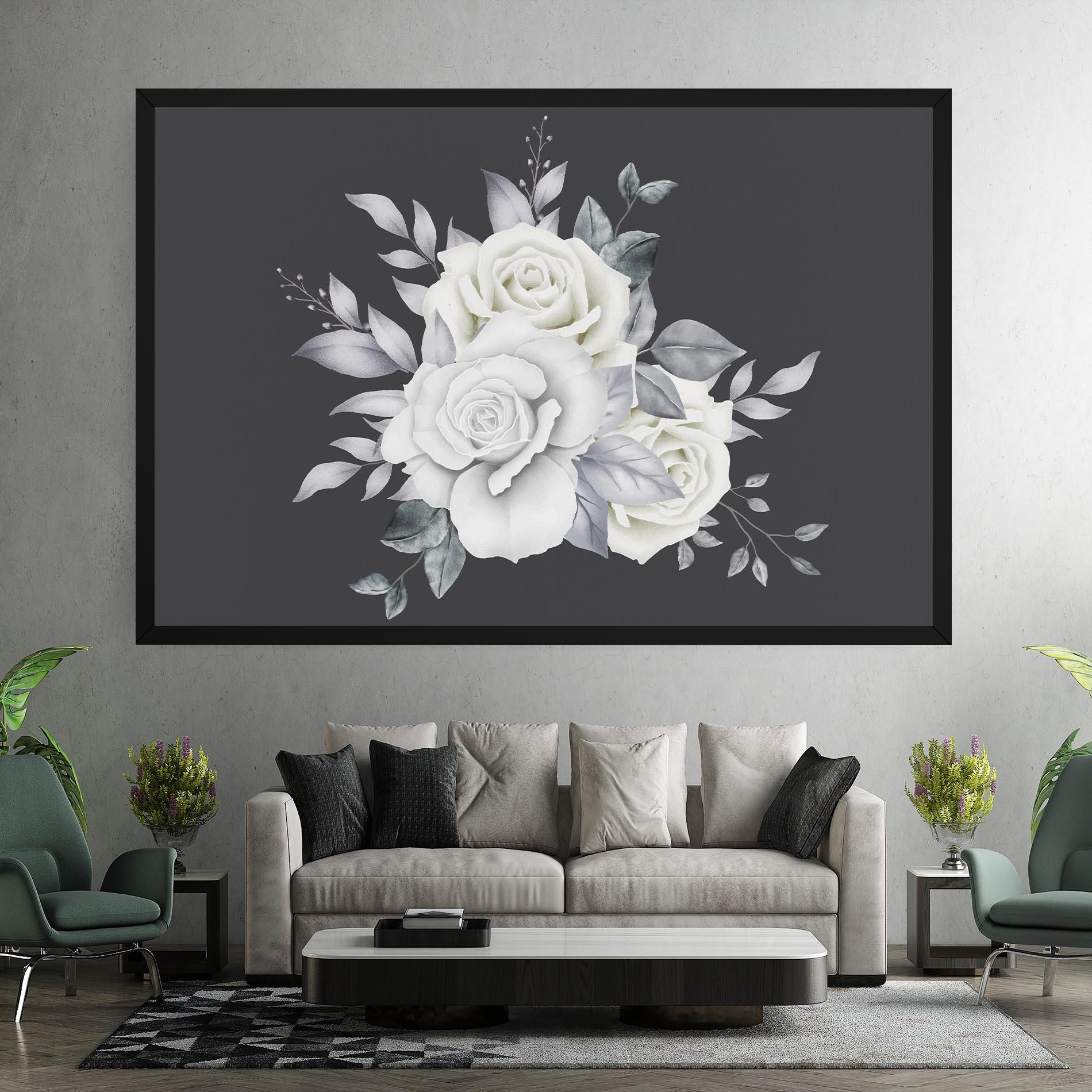 Картина на платно White Grey Rose mockup 7