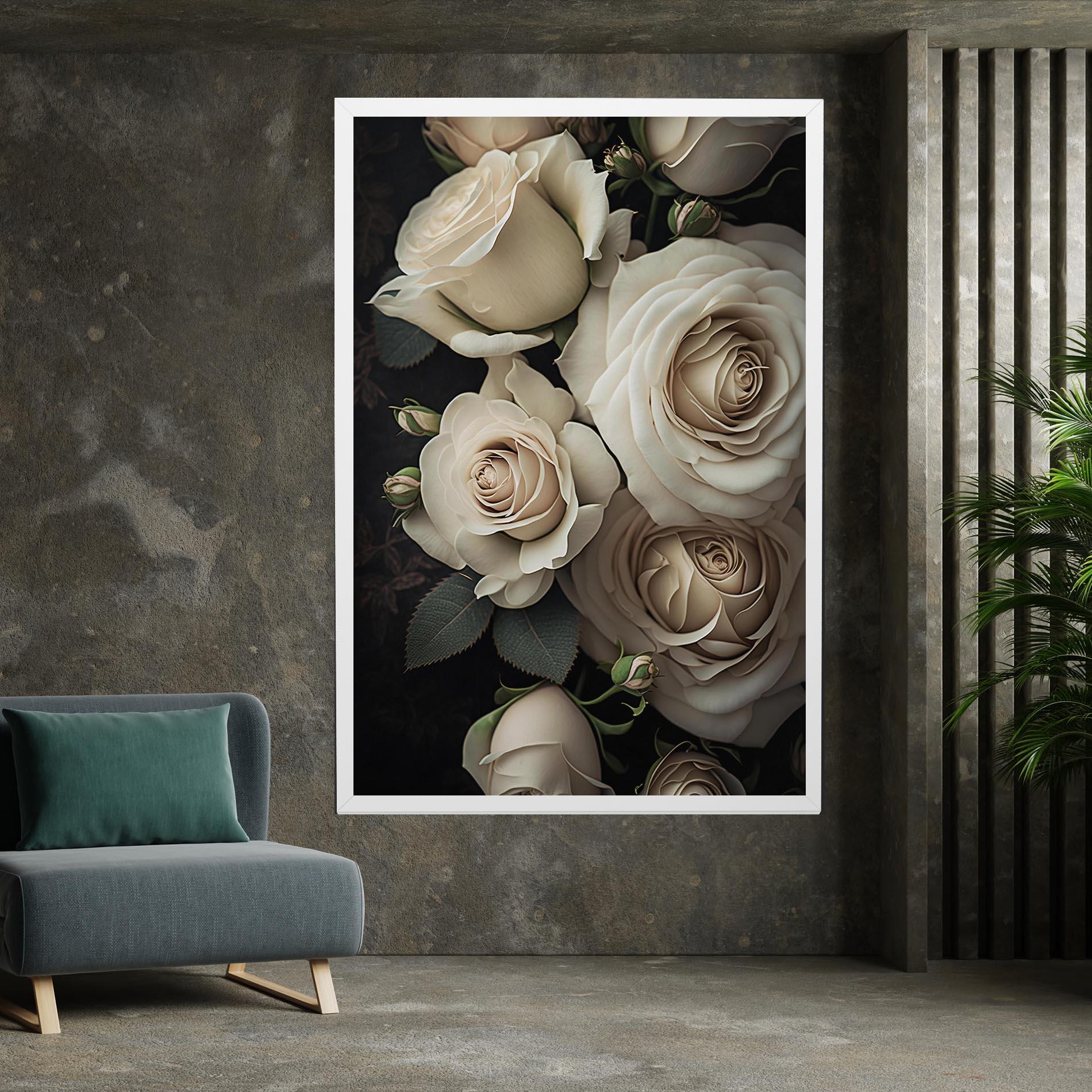 Картина на платно Cream Roses Close Up mockup 7