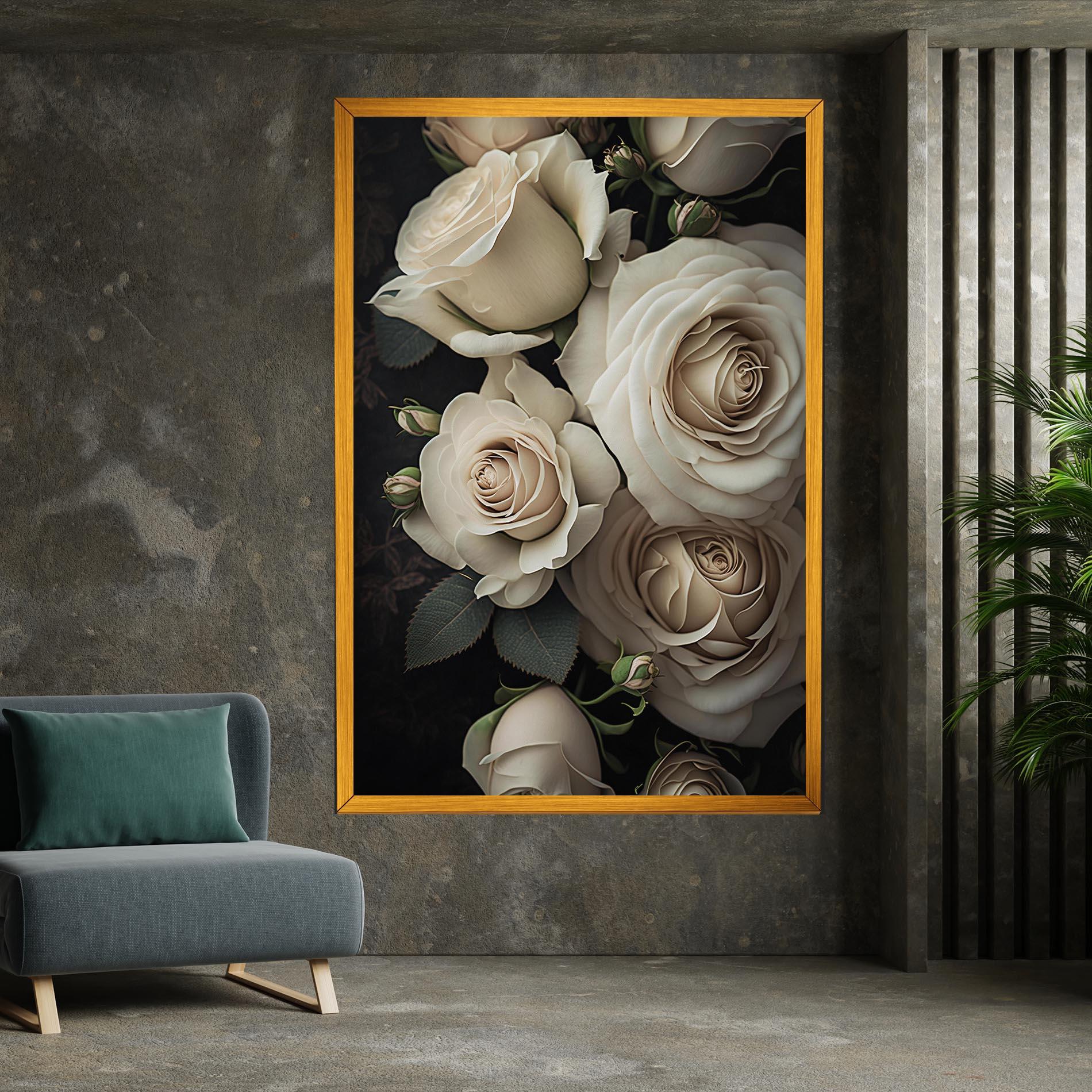 Картина на платно Cream Roses Close Up mockup 7