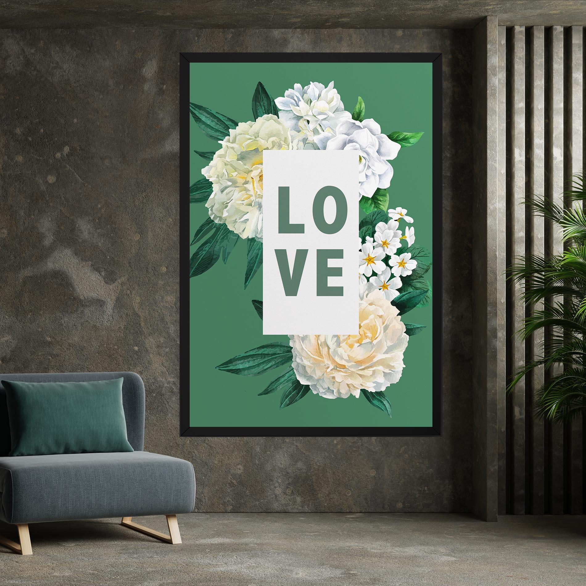 Картина на платно Love Green Rose mockup 7