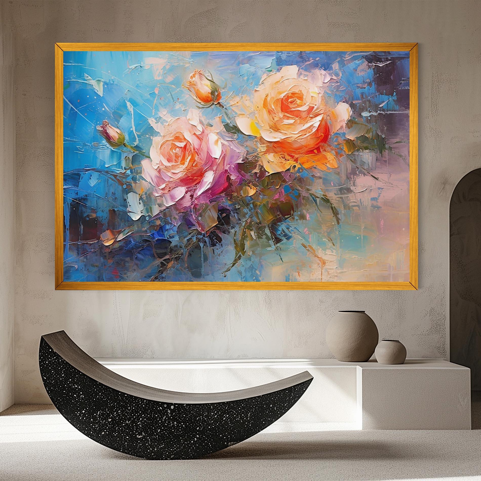 Картина на платно Light Orange Rose Painting mockup 8