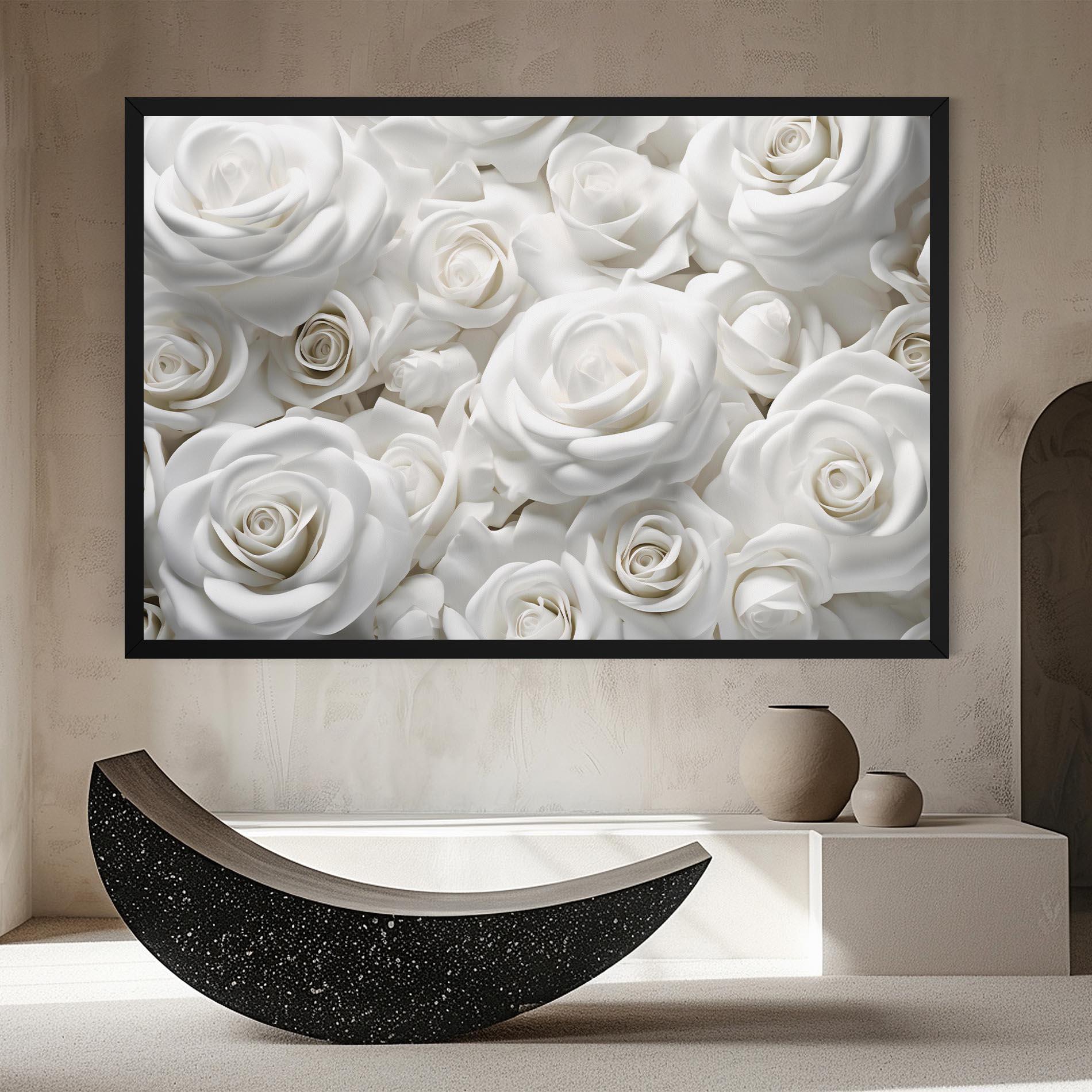 Картина на платно 3d White Roses mockup 8