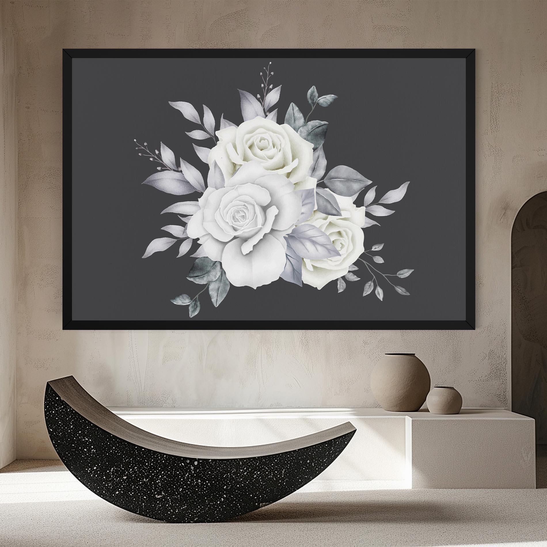 Картина на платно White Grey Rose mockup 8