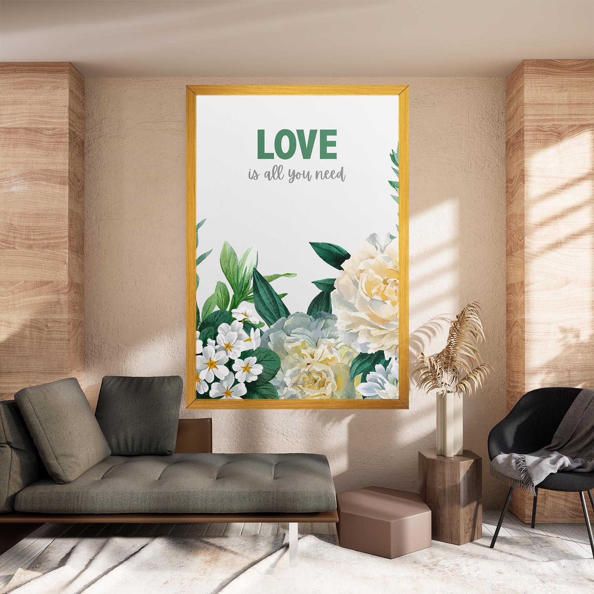 Картина на платно Green Rose Love mockup 8