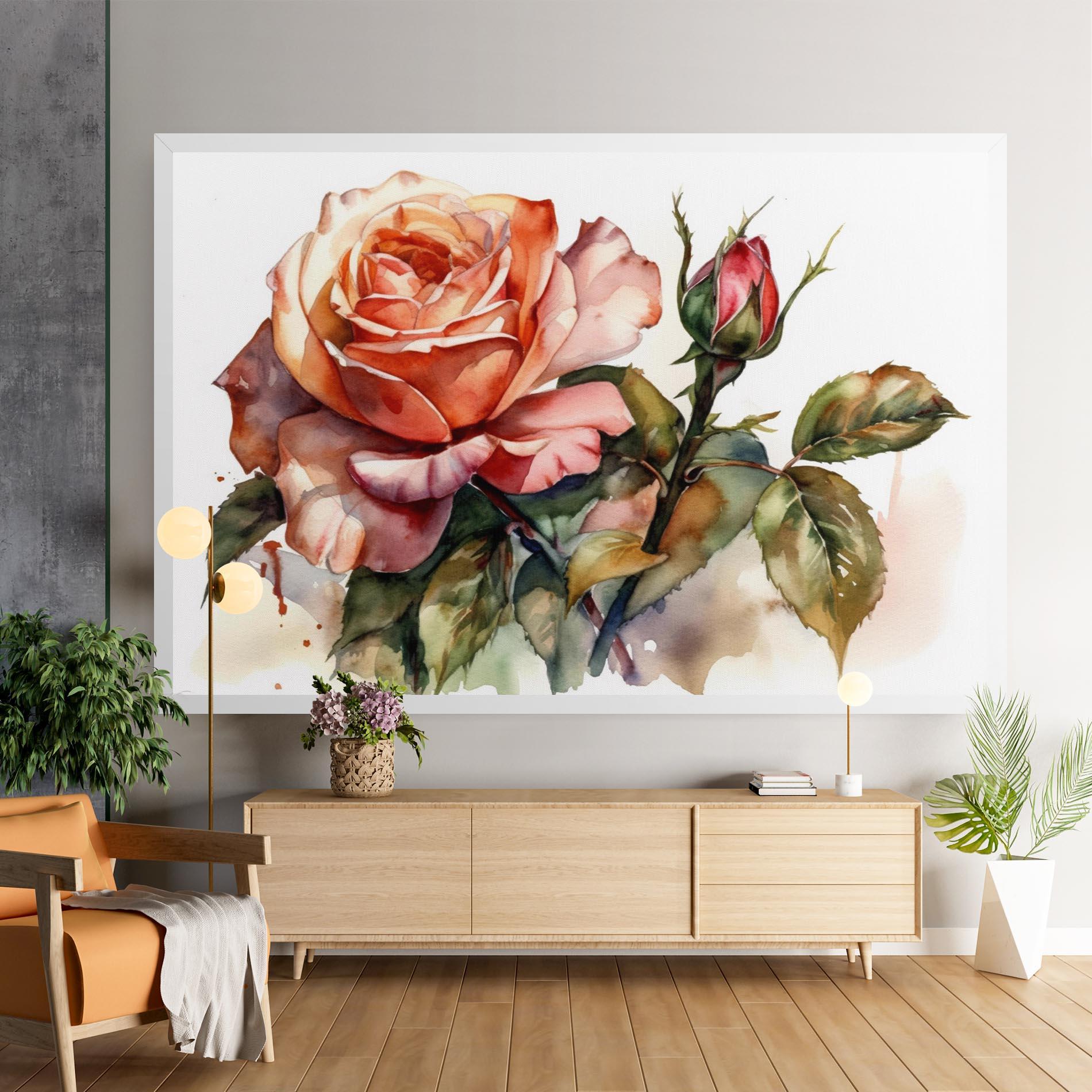 Картина на платно Big Rose Painted mockup 9