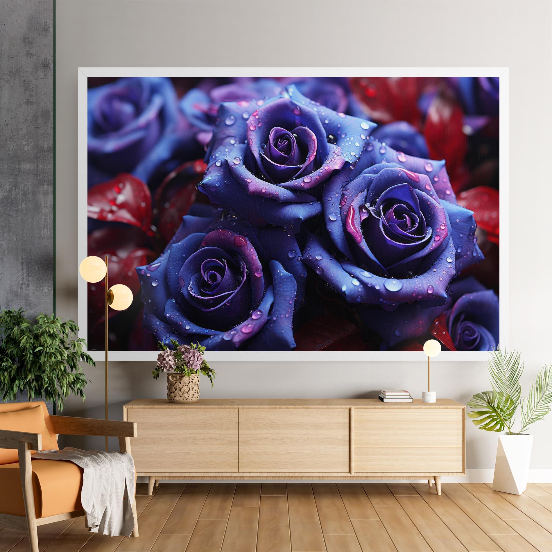 Картина на платно Blue Purple Rose mockup 9