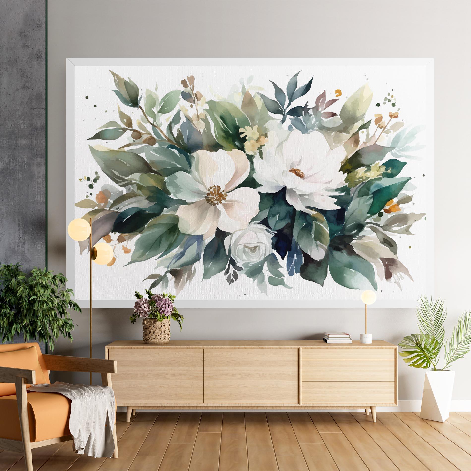 Картина на платно White Rose Paint mockup 9