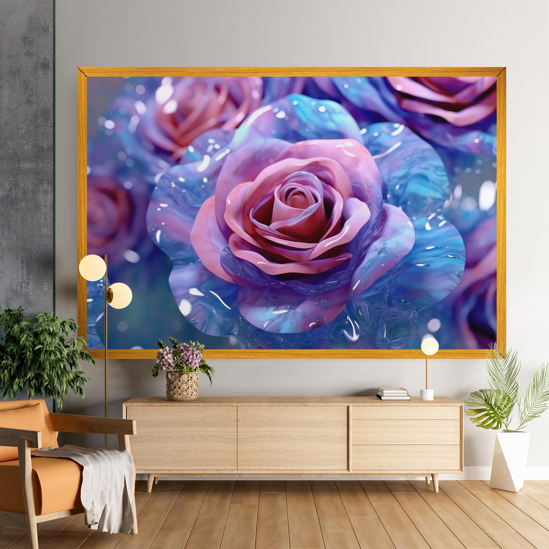 Картина на платно Beautiful Blue Pink Rose mockup 9