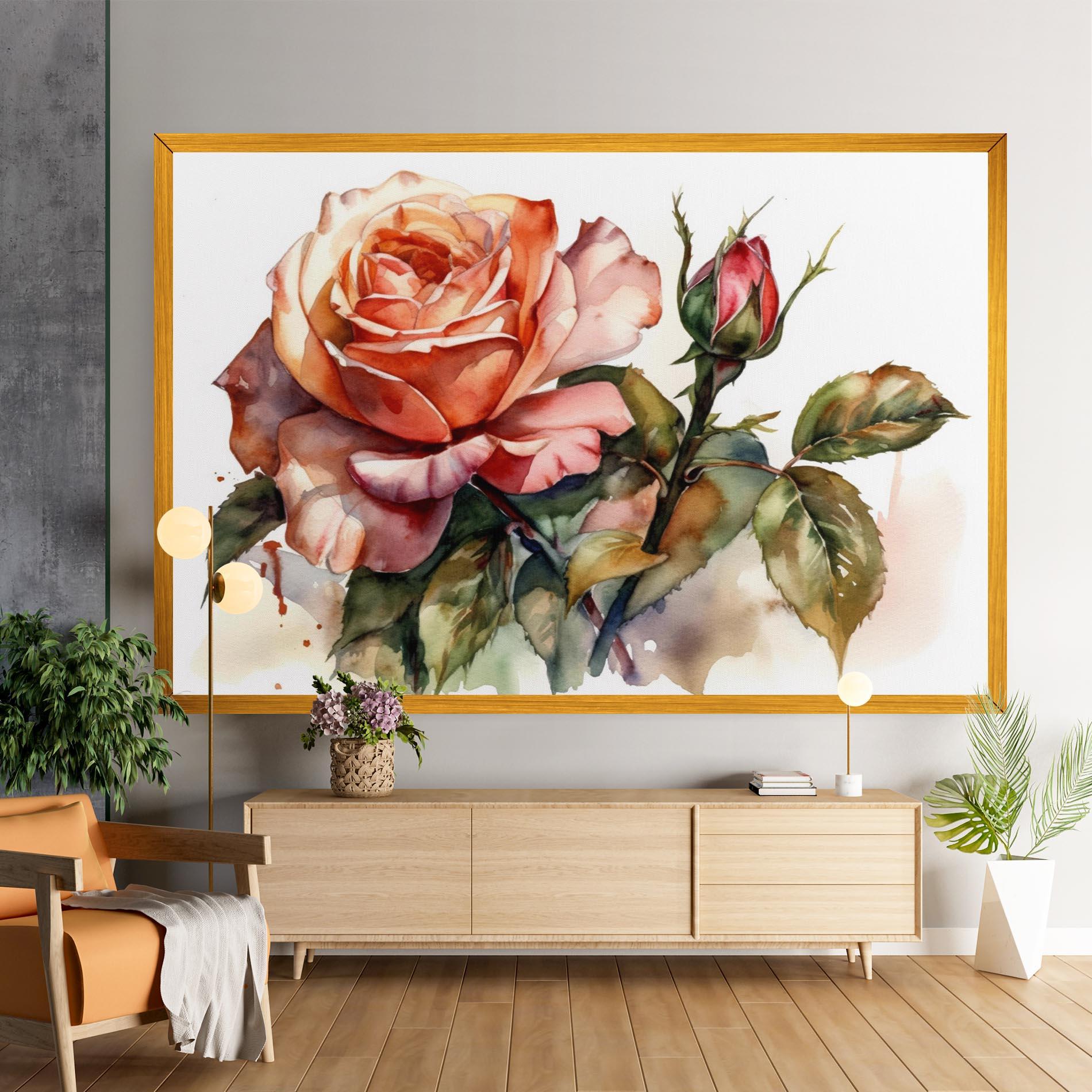 Картина на платно Big Rose Painted mockup 9