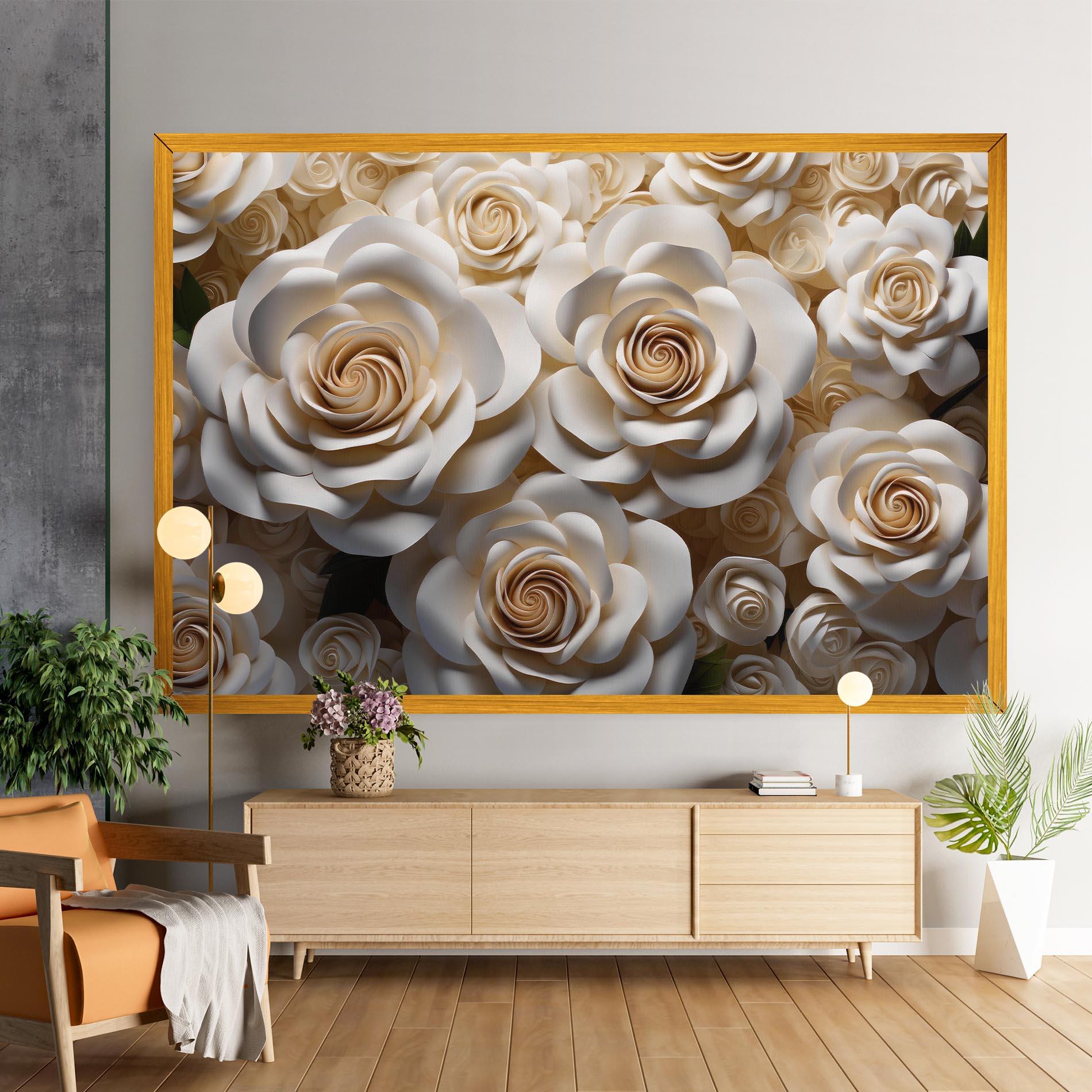 Картина на платно Cream Roses Wall mockup 9